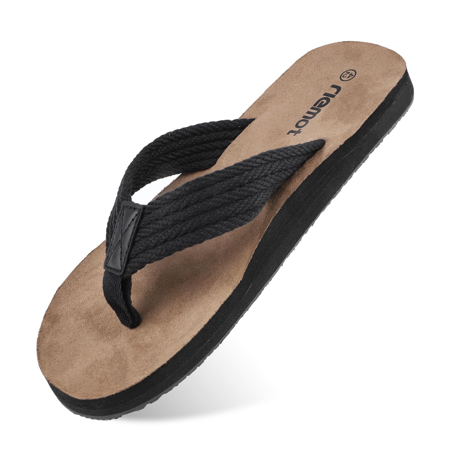 riemot Herren Flip Flops Sommer Zehentrenner Weich Badelatschen Strandschuhe mit Arch Support Sandalen Rutschfest Hausschuhe Pantoletten Gr.42-47