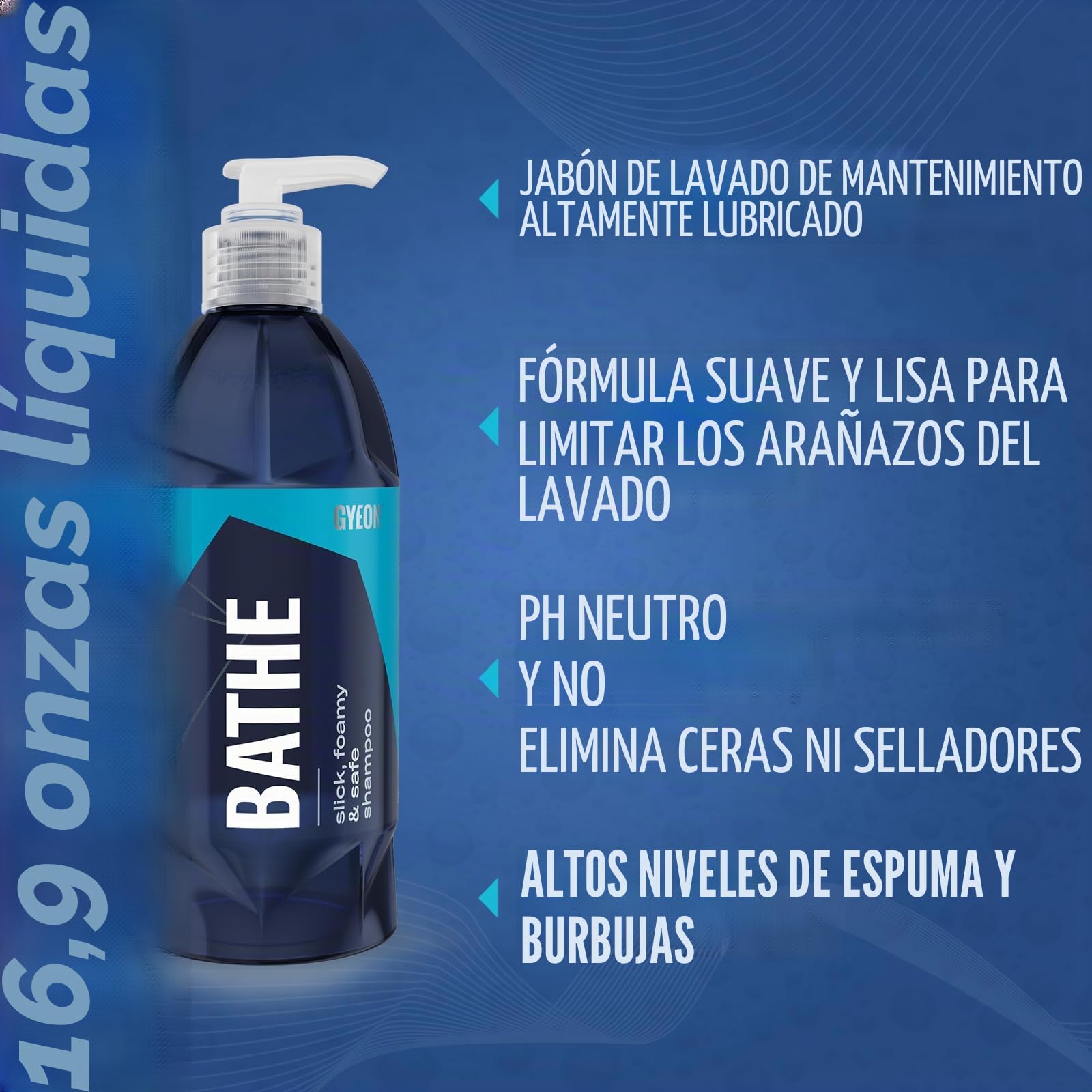 GYEON Q²M Bathe - Champú para coche, limpieza suave con pintura, alta formación de espuma, fórmula pH neutro (1000 ml)