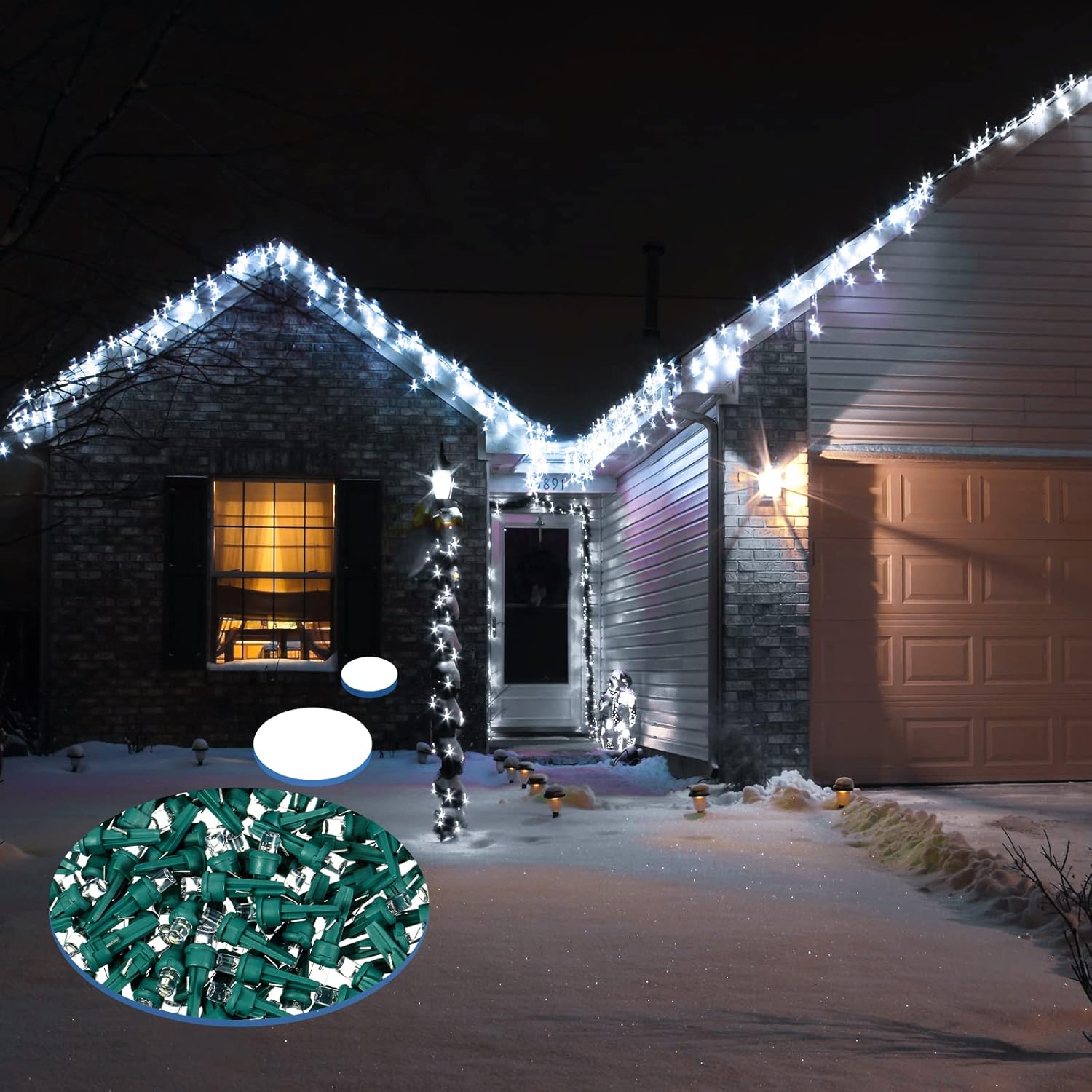 Honoson 180 Count 5 mm Winter LED Replacement Bulbs Bulk Wide Angle Winter LED Light Bulbs String Replacement Festival Light Garland Outdoor Tree Home Decoration (Green Base with Cold White Bulb)