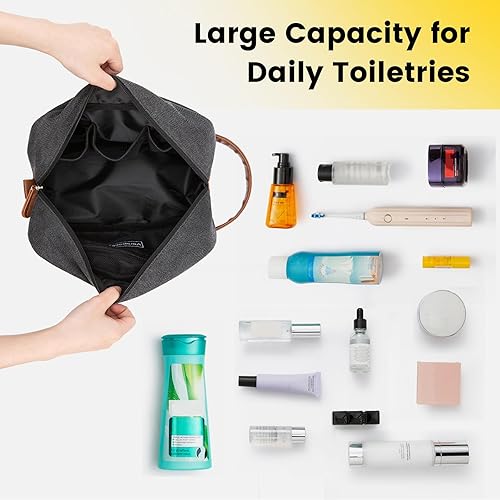 Miniatura 6 de Vorspack Dopp - Bolso de lona colgante para productos de aseo personal para hombre, ideal para artículos de afeitar, resistente al agua, bolso de