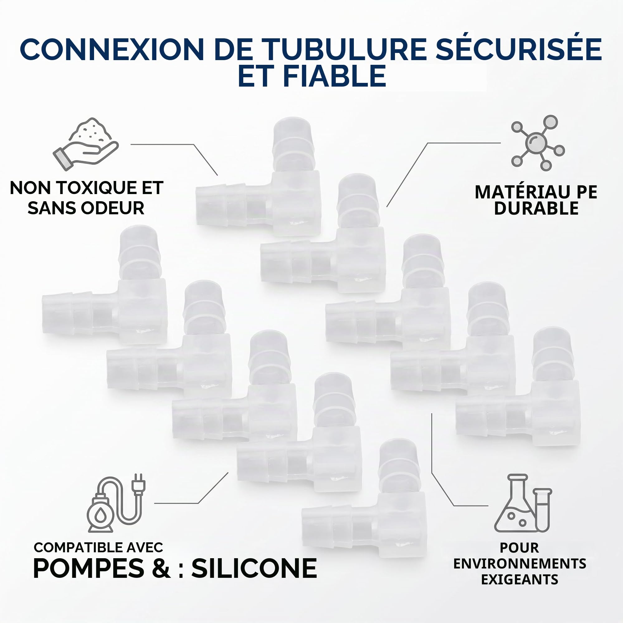 10 Pièces 8mm Raccord Tuyau en Plastique Coude Tuyau Barbe 90 Degrés Coude L Raccord, égal Barbelé Joint épisseur Mender Adaptateur Union Adaptateur(8mm)
