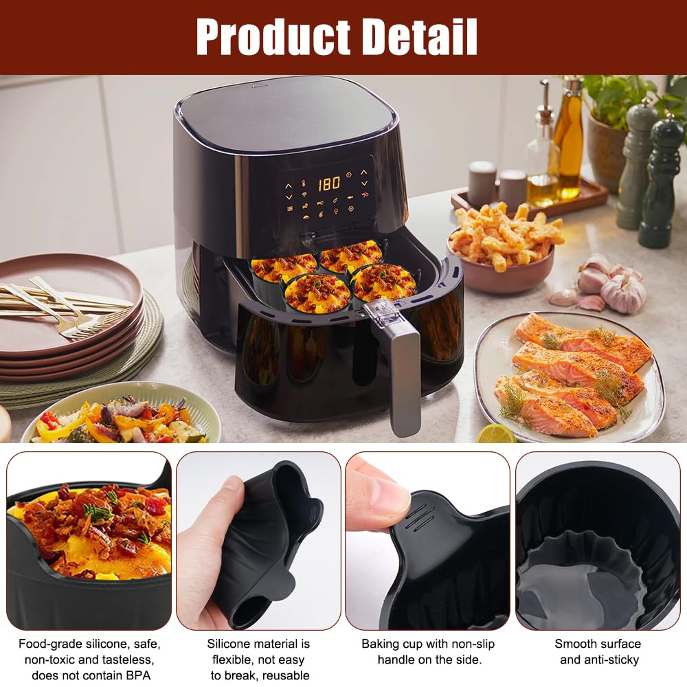 6 Pirottini In Silicone Per Friggitrice Ad Aria - Stampo Per Uova In Camicia, Muffin E Cupcake - Antiaderente E Lavabile