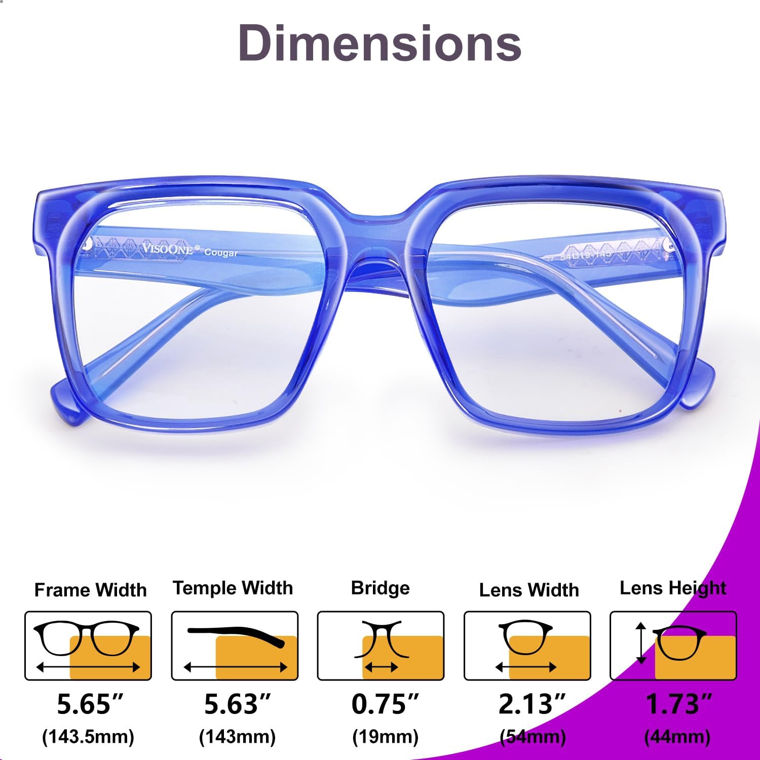 VISOONE Rectangle TR90 Blue Light Blocking Glasses Computer Eyewear with Preppy Look for Women and Men Cougar - Image 7