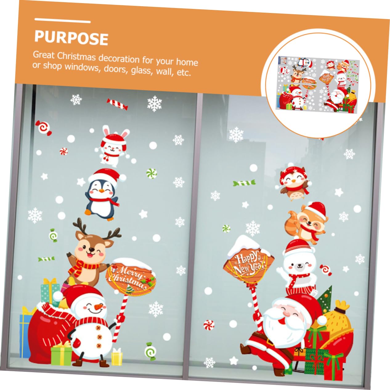 TOPBATHY 5 Ensembles Autocollants De Noël Décalcomanies De Décoration De Noël Décorations De Fenêtre De Flocon De Neige Fête De Art Mural Stickers Muraux Joyeux Stickers Pvc