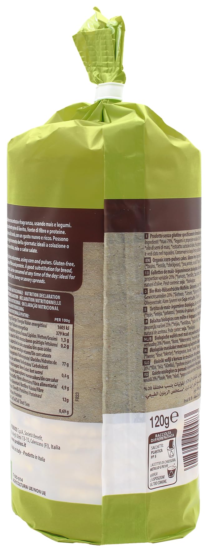 Probios Gallette Mix Legumi Bio – Snack croccante senza glutine – Realizzate con legumi biologici ricchi di fibre – Confezione da 12 da 120 g
