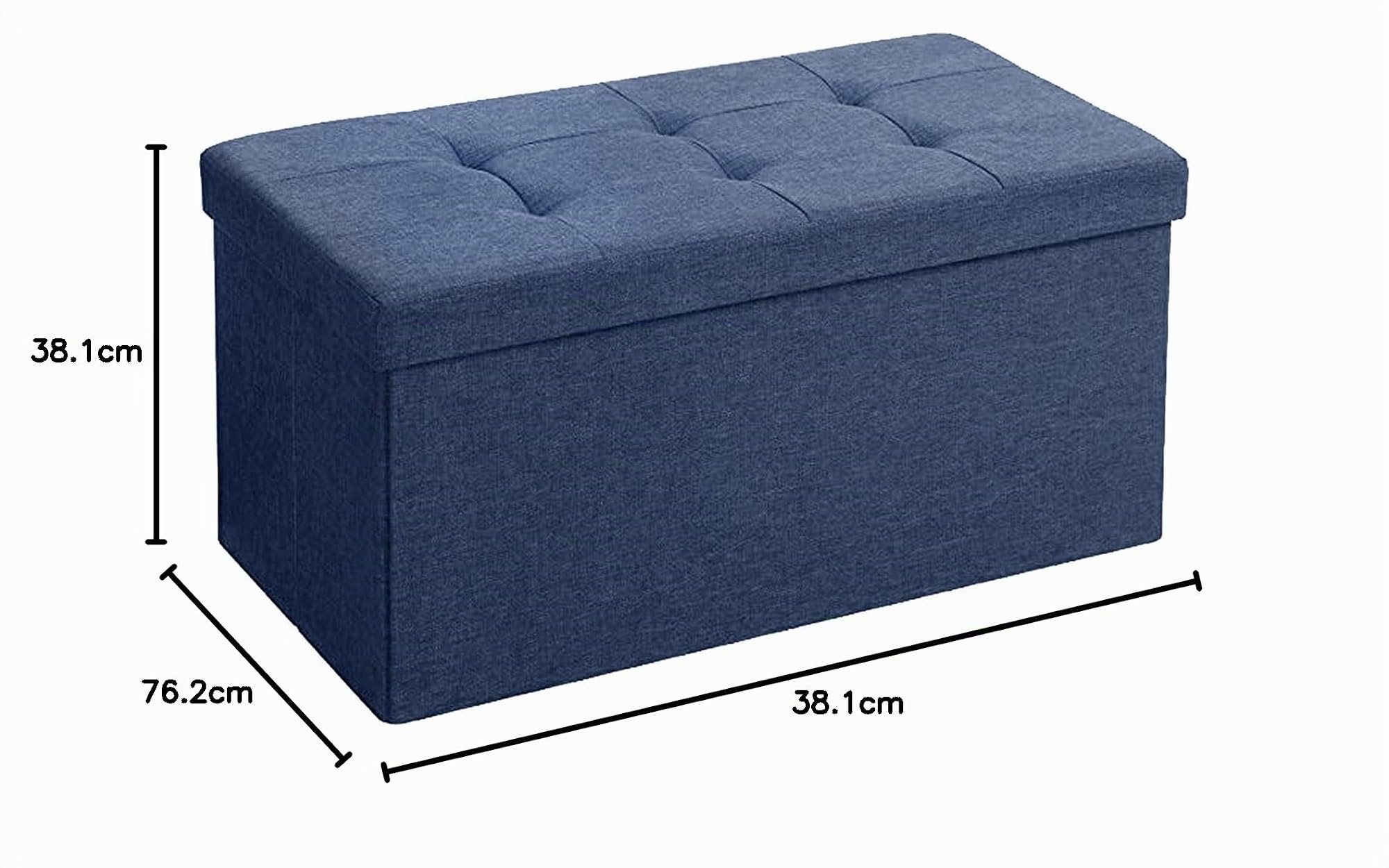 BRIAN & DANY Pouf Puff Pieghevole Stoccaggio Ottomano Poggiapiedi Sgabello Contenitore Cassapanca Pieghevole, Blu Navy - Tessuto Come Lino, 76 x 38 x 38 cm