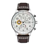 Mens 42mm Hawker Hurricane Classic Chronograph Pilot Japanese Quartz Watch with Leather Strap AV-4011