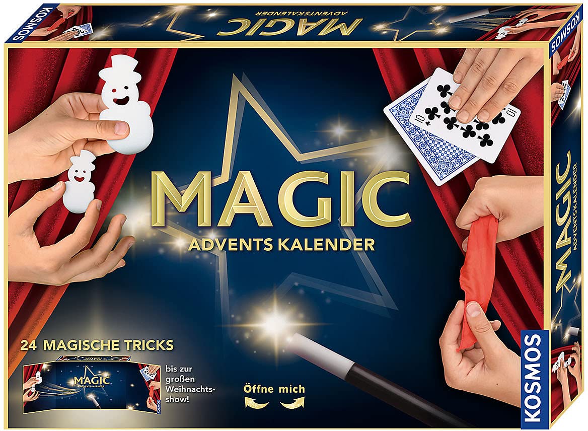 KOSMOS MAGIC Zauber Adventskalender 2021, Spannende Zaubertricks, Zauber-Utensilien für die Adventszeit, Spielzeug-Adventskalender zum Zaubern für Kinder ab 8 Jahre, Zauberkasten, Weihnachten, Magier