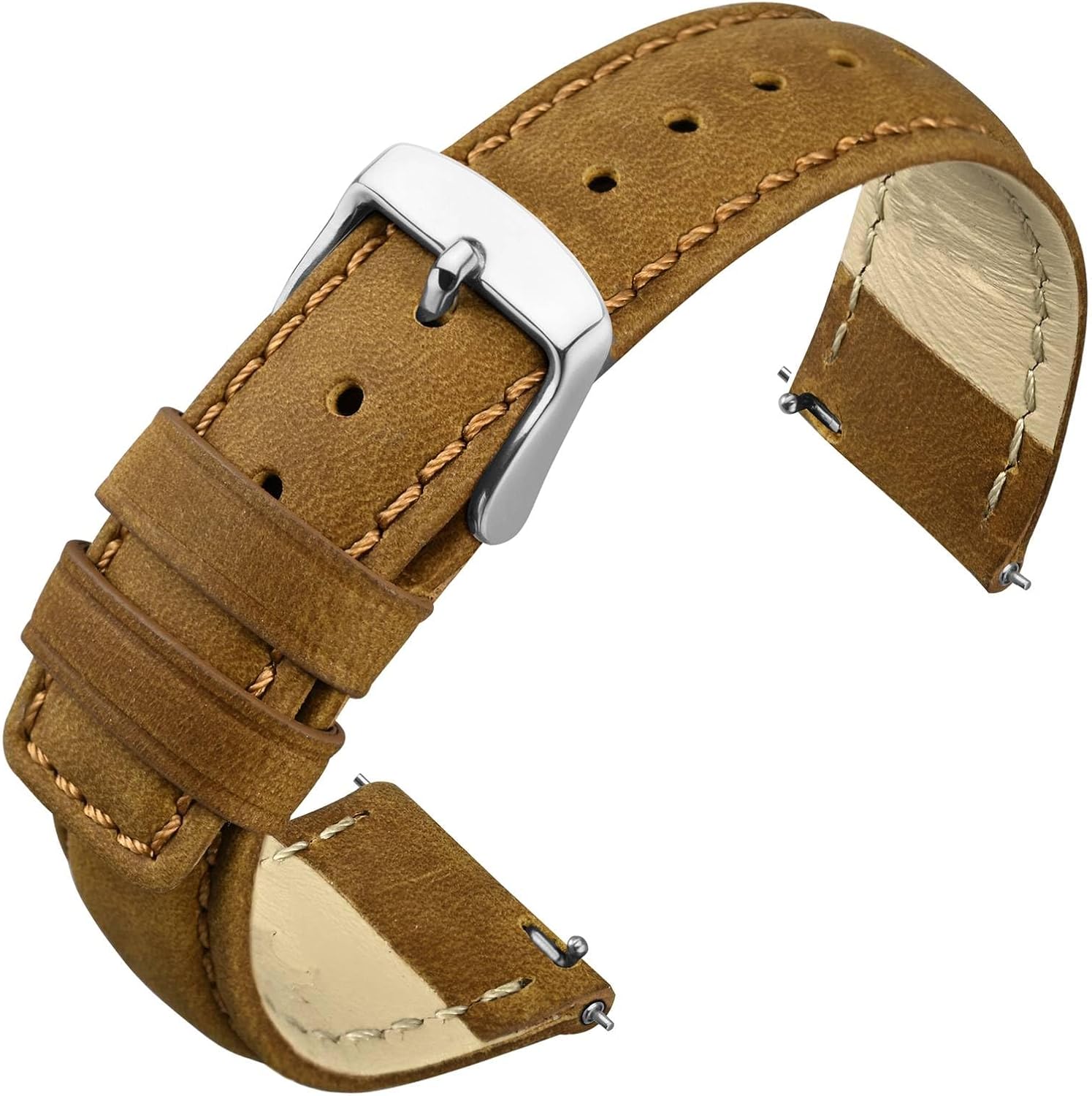 ANNEFIT Quick Release Watch Band for Men Women, Vintage Crazy Horse Leather Watch Strap 18mm 20mm 22mm