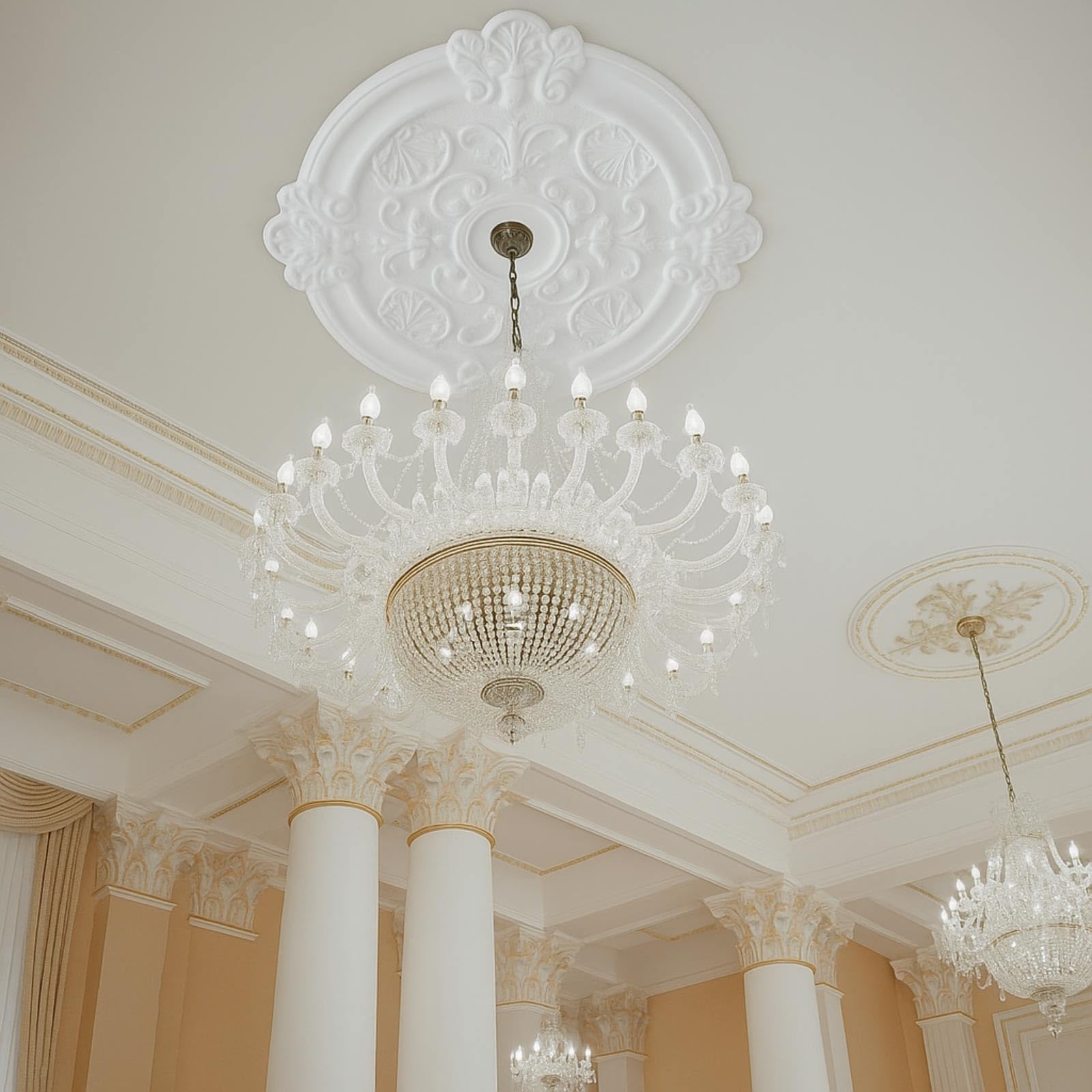 Sintuff 47.24 Inch Large Ceiling Medallion for Light Fixtures, 47.24"OD x 3.15"ID, Thermoformed Classic PVC Design Primed Ready to Paint for Chandeliers Ceiling Light Decoration — Amazon image 5