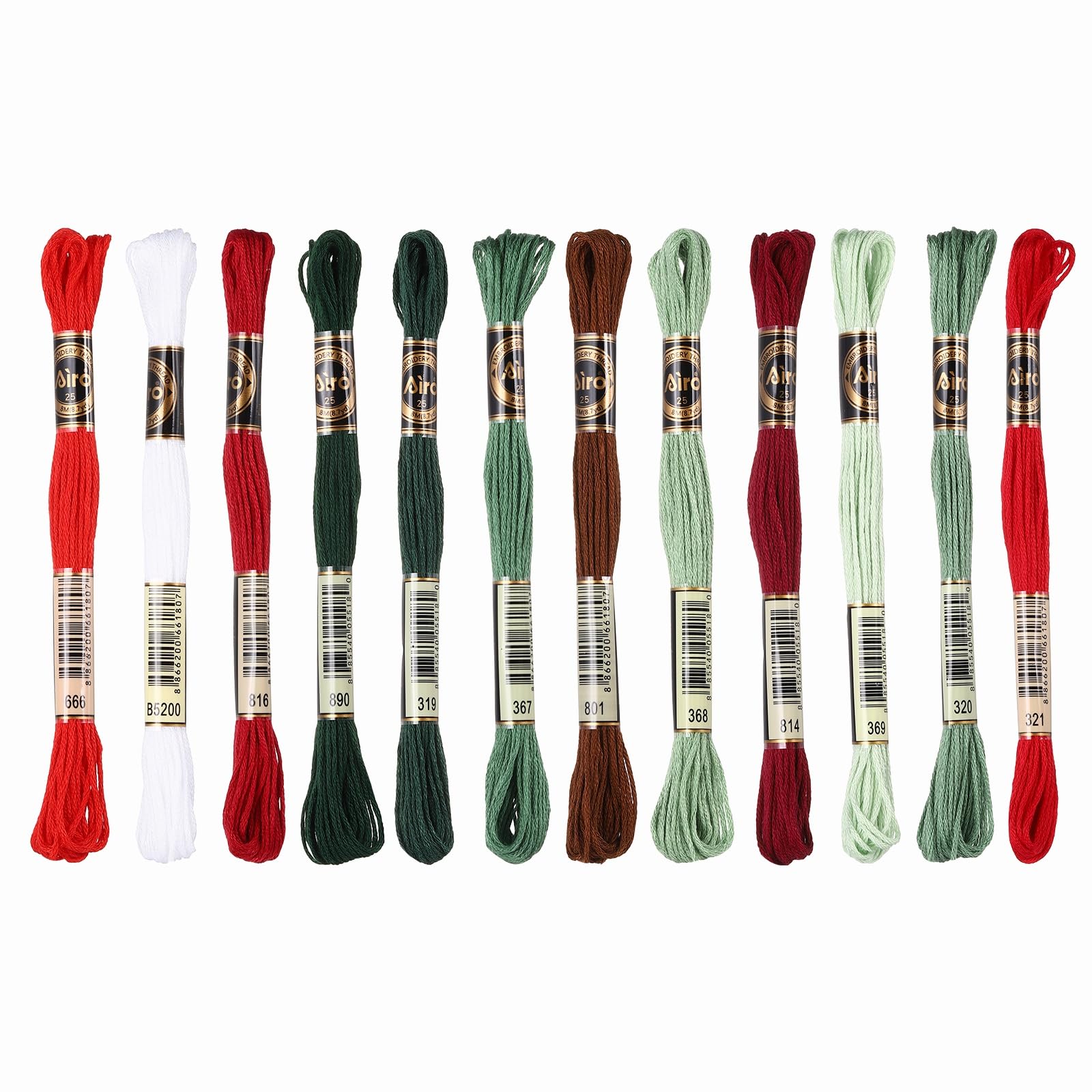 PATIKIL 12 Skeins Embroidery Floss Polyester Embroidery Threads Bracelets String for Cross-Stitch Hand Embroidery, Red/Green