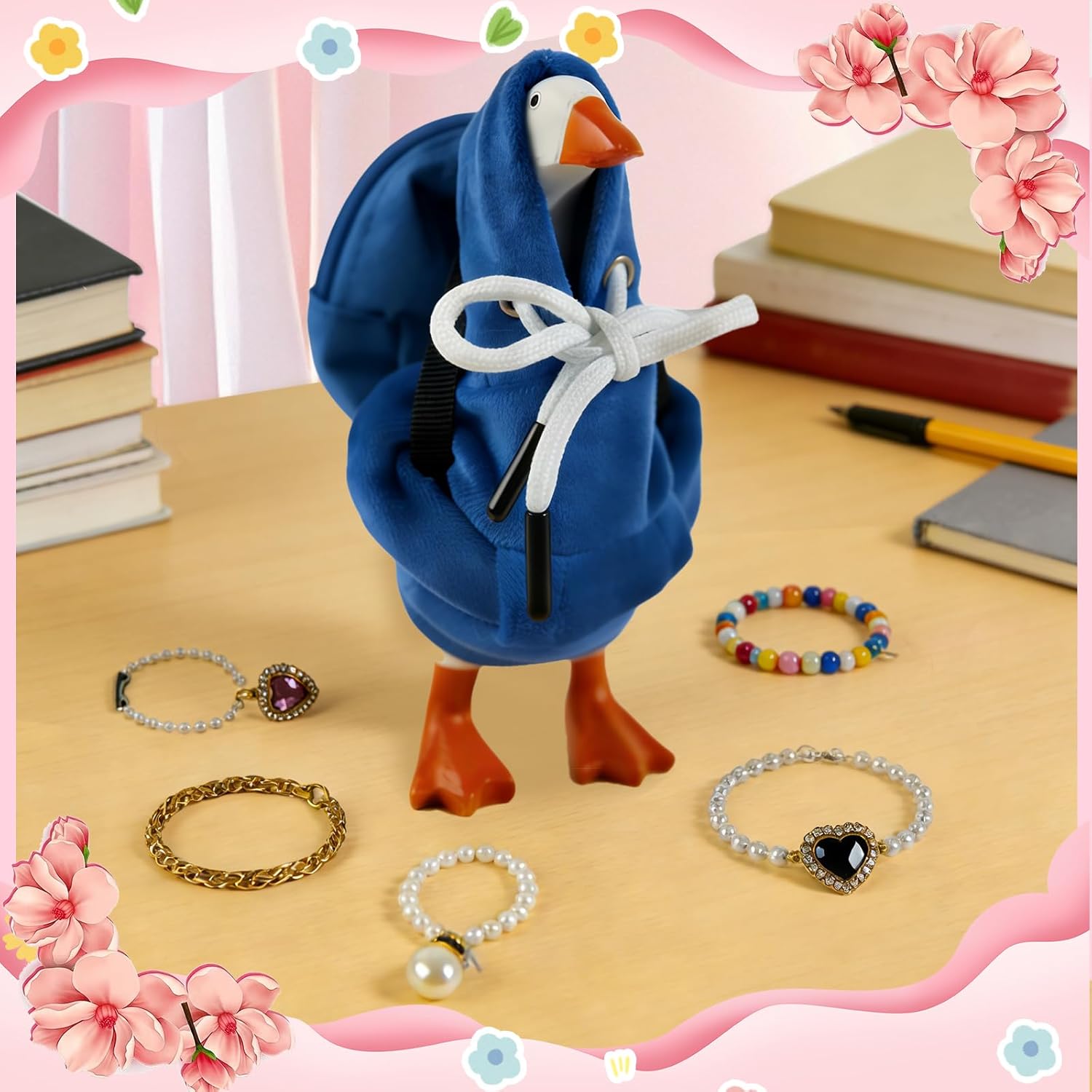 Desk Mini Goose Key Holder 7 Inch with Outfits and Accessories Desktop Magnetic Small Porch Goose Able Decor for Home House Office Bedroom