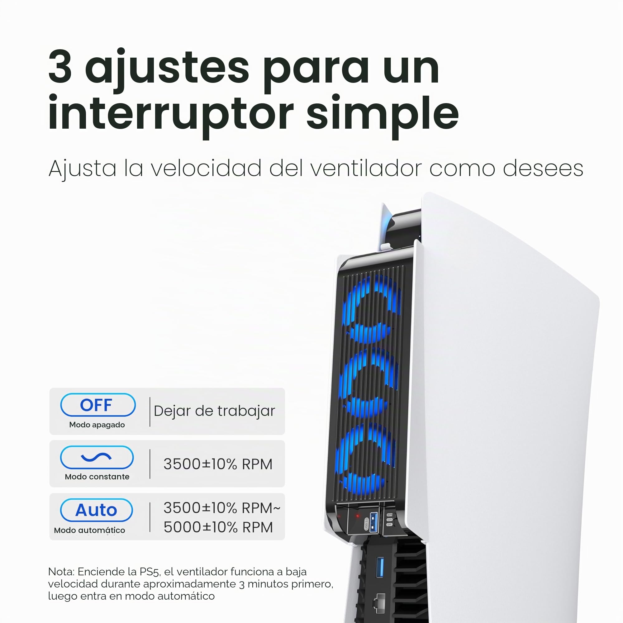 KIWIHOME Ventilador de refrigeración para accesorios PS5, ventilador silencioso actualizado con 3 ventiladores y USB externo para PS5 Digital/Ultra HD Consola, No para PS5 Slim (Blanco)