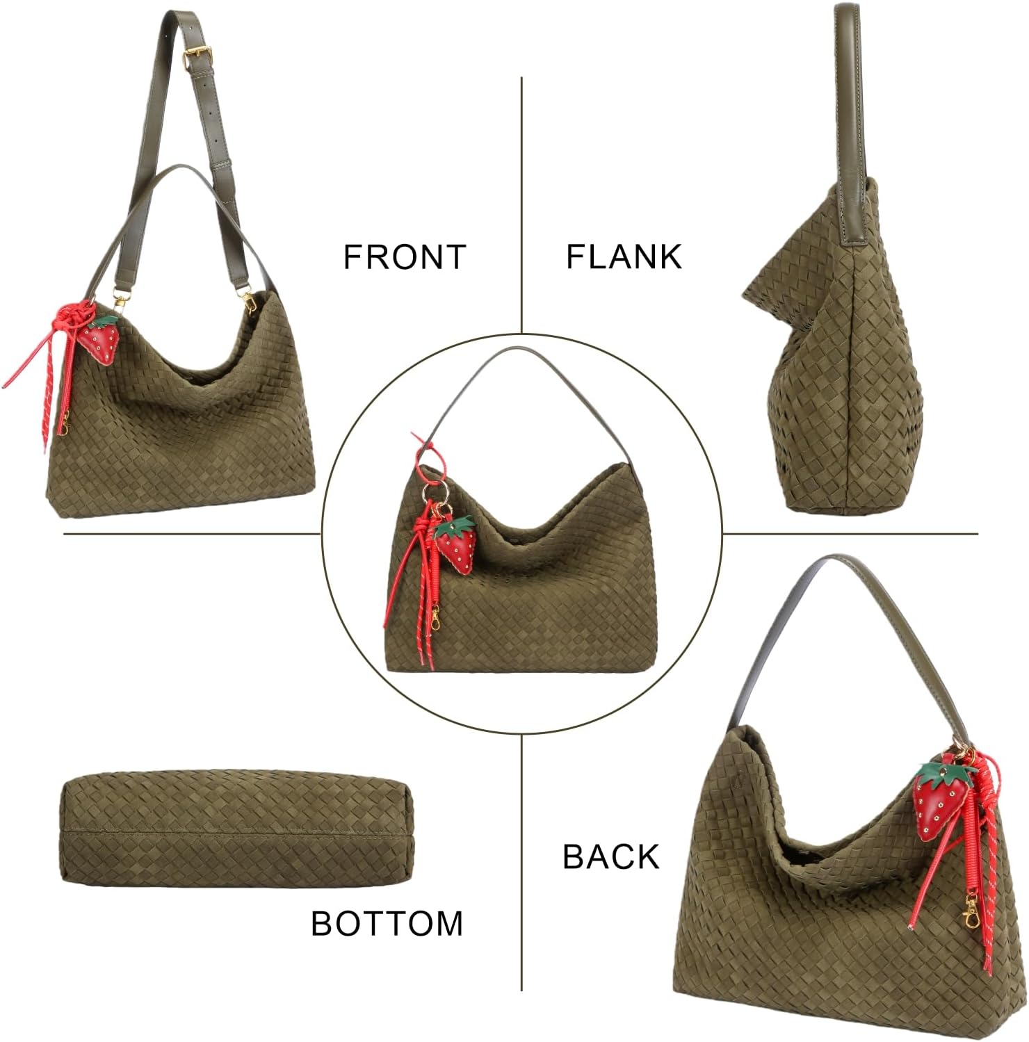 Woven Suede Shoulder Bag for Women,Suede Handbag Hobo Fashion Tote Bag Satchel for Work Weekend Travel Purse 2025 - Image 6