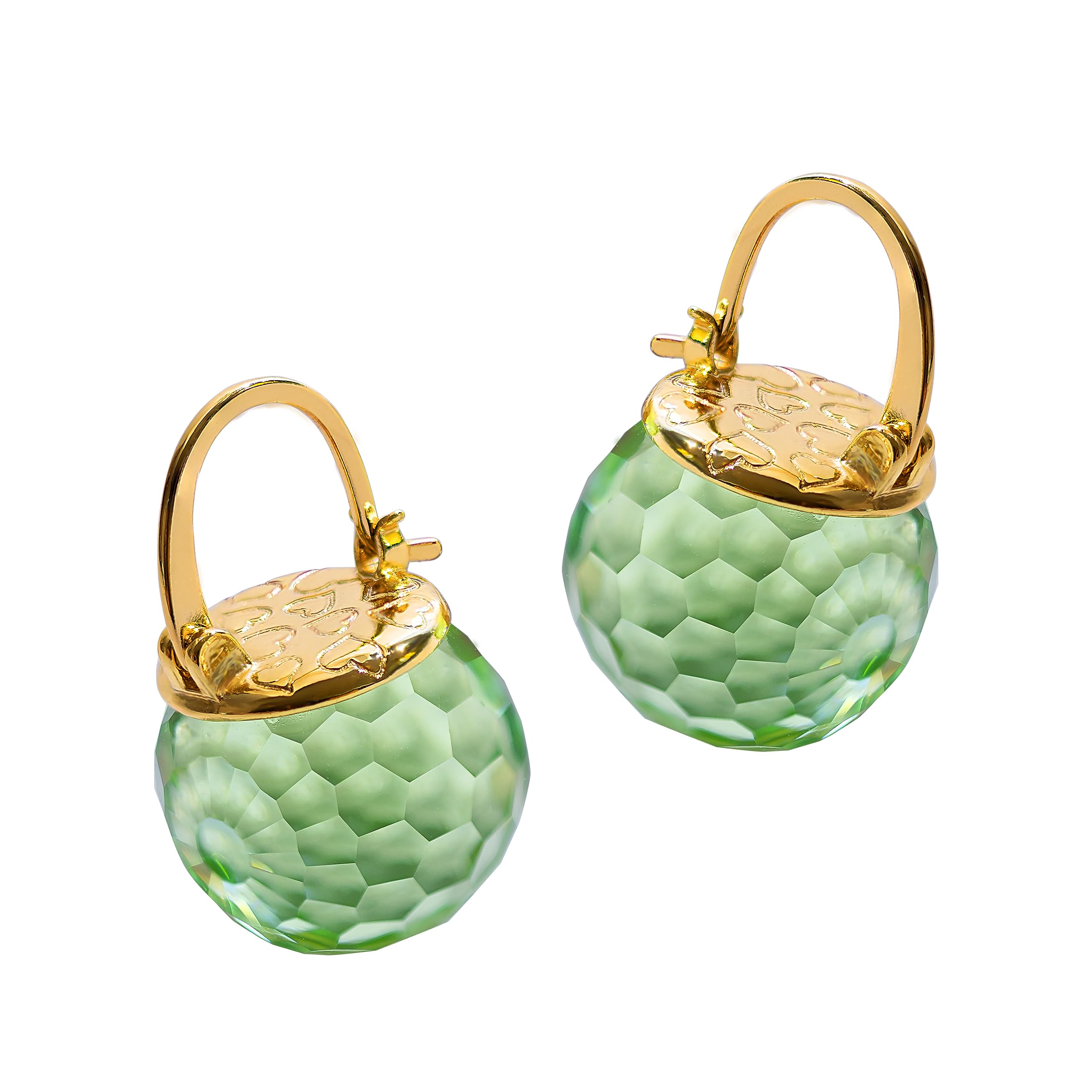 Crystal Earrings for Women, Sparkly Austrian Crystal Disco Ball Earrings, 18K Gold Plated Post Drop Earrings with Colorful Spheres, Hypoallergenic &amp; Lightweight, Ideal Gift for Her