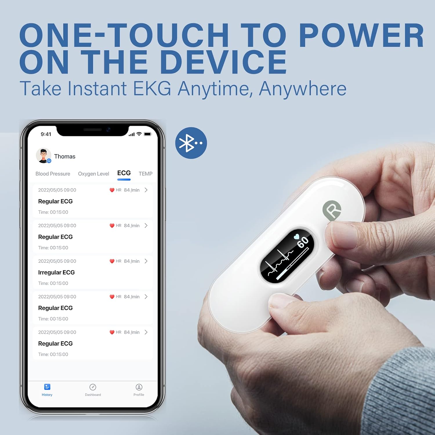 A family using the Wellue DUOEK-S monitor, emphasizing its use for multiple users.