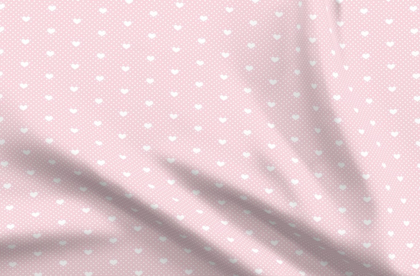 Spoonflower Fabric - Polka Dots Heart Rose Pink Nursery Printed on Minky Fabric by The Yard - Sewing Baby Blankets Quilt Backing Plush
