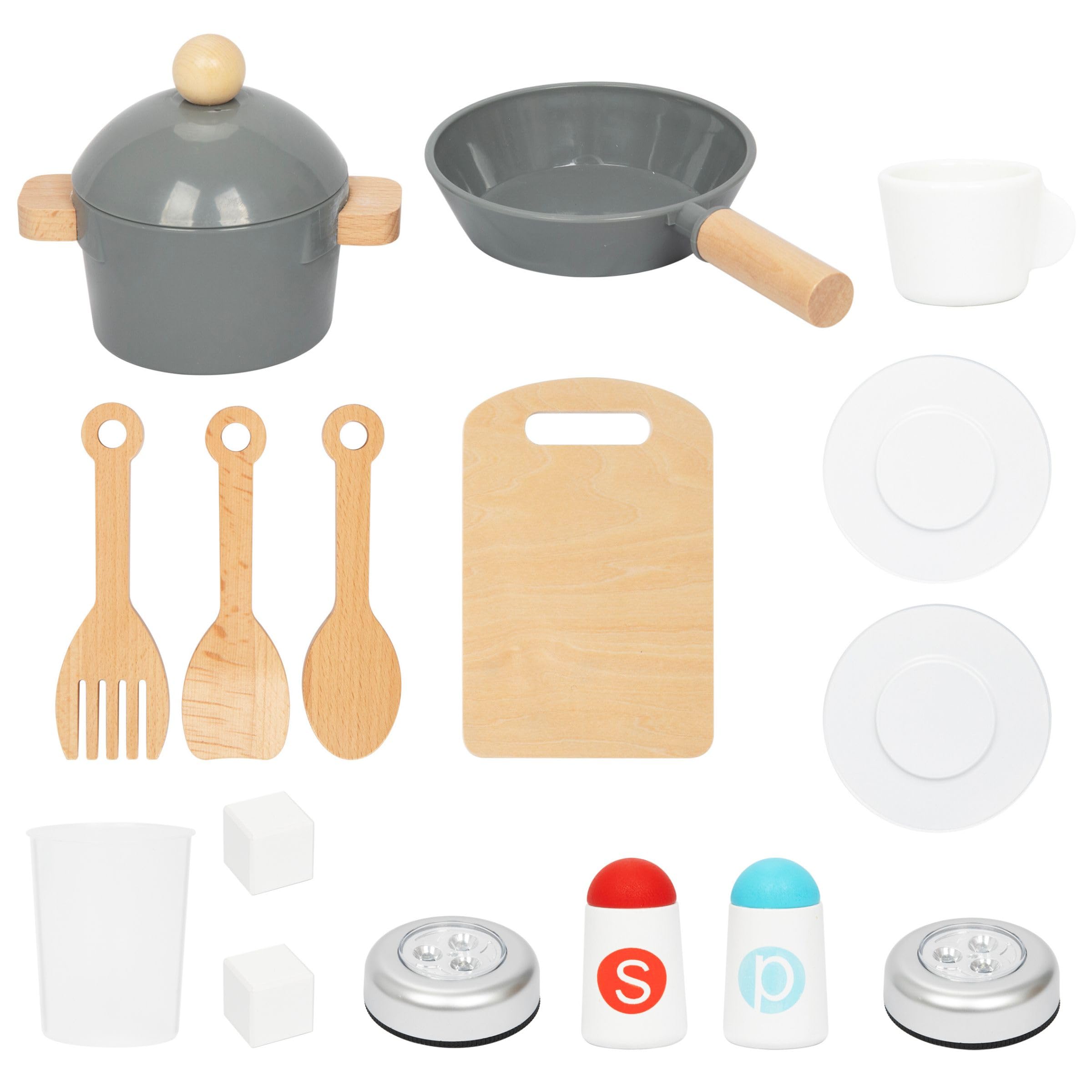 Mamabrum Cocina de Juguete para Niños de Madera con Luces LED - Juguetes Cocina Niños Interactiva con Altura Ajustable - Incluye Microondas, Lavavajillas y Accesorios - 104cm