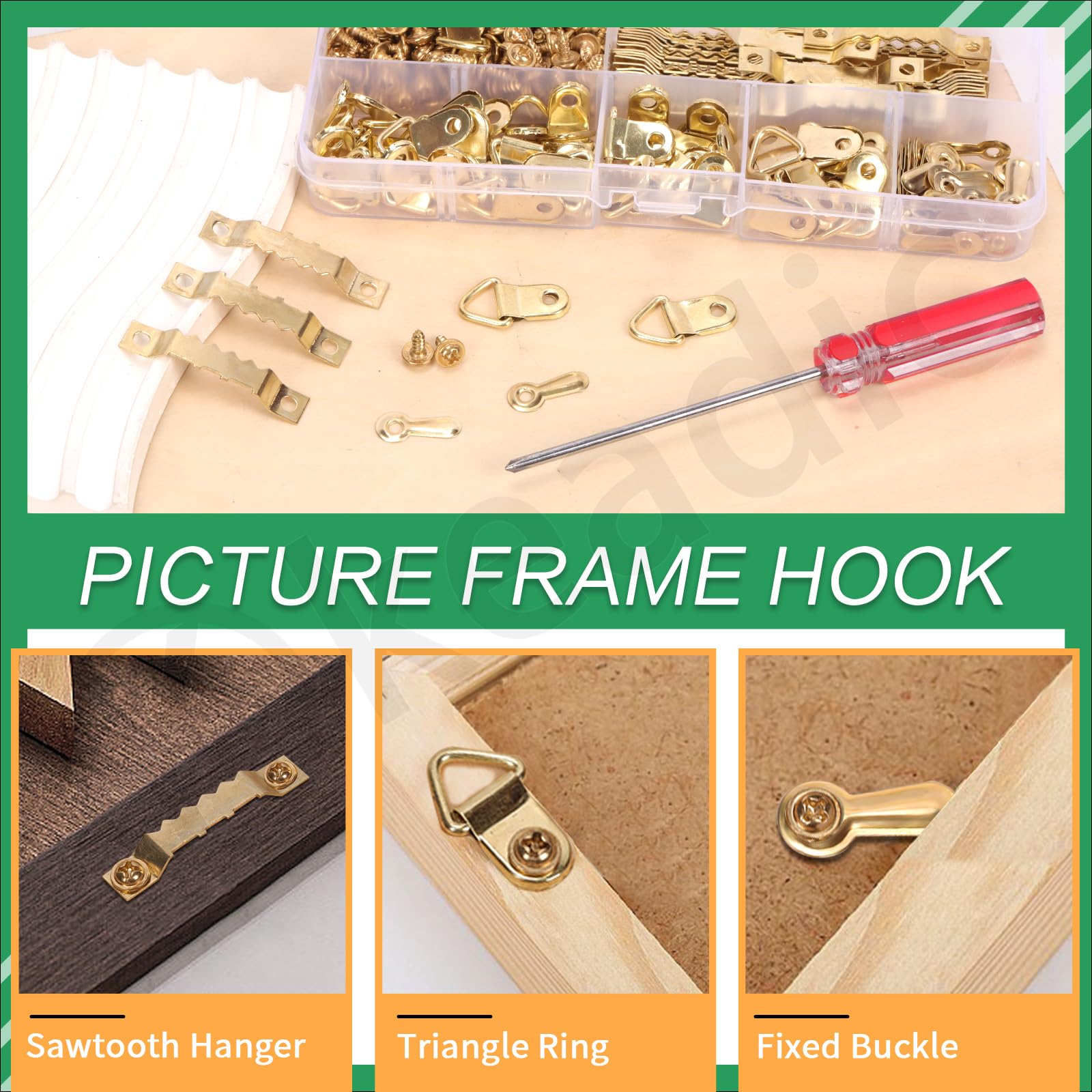 Keadic 401PCS Picture Frame Hangers Assortment Kits Including Sawtooth Photo Frames Holder, Picture Frames Turn Button - Image 3