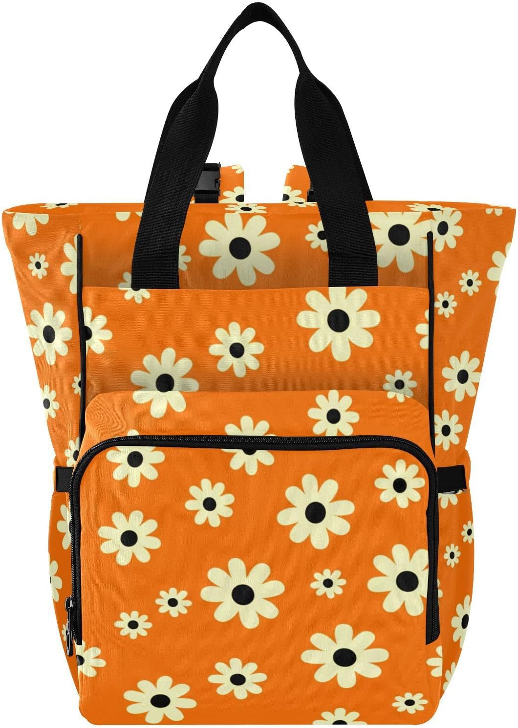 Diaper Bag Backpack, White Flowers Baby Diaper Bag - Waterproof Multifunction Travel Diaper Bag with Pacifier Case, Stroller Straps & Insulated Pocket - Unisex