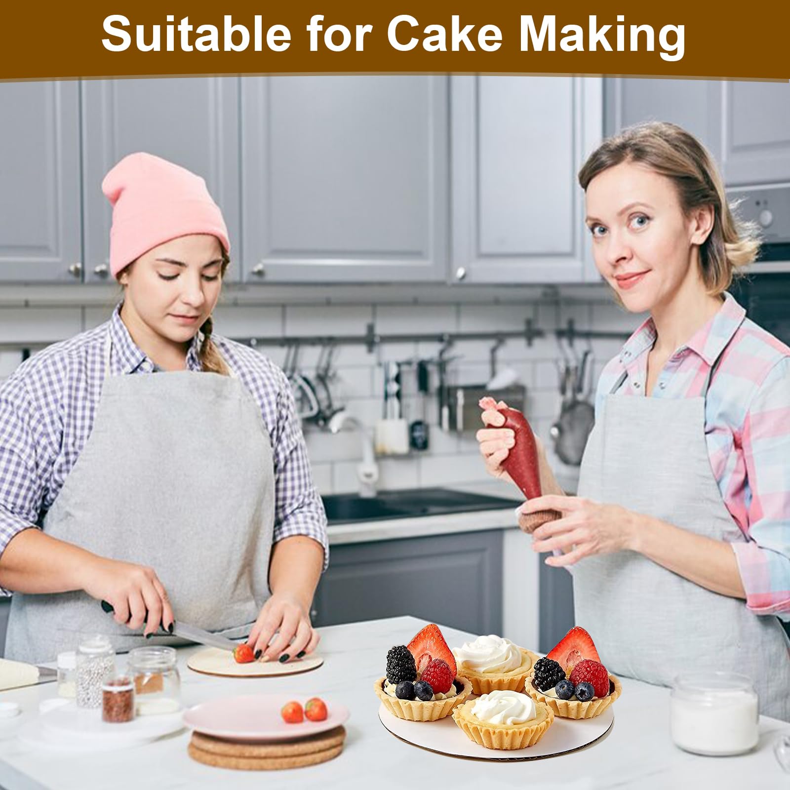 8 Pcs Cake Boards 10 inch Round, Food-Grade White Cake Board Rounds, Sturdy Cardboard Cake Circles Base Cakeboard, Waterproof and Oil-proof Cake Plate for Cake DIY, Dessert, and Crafts Display