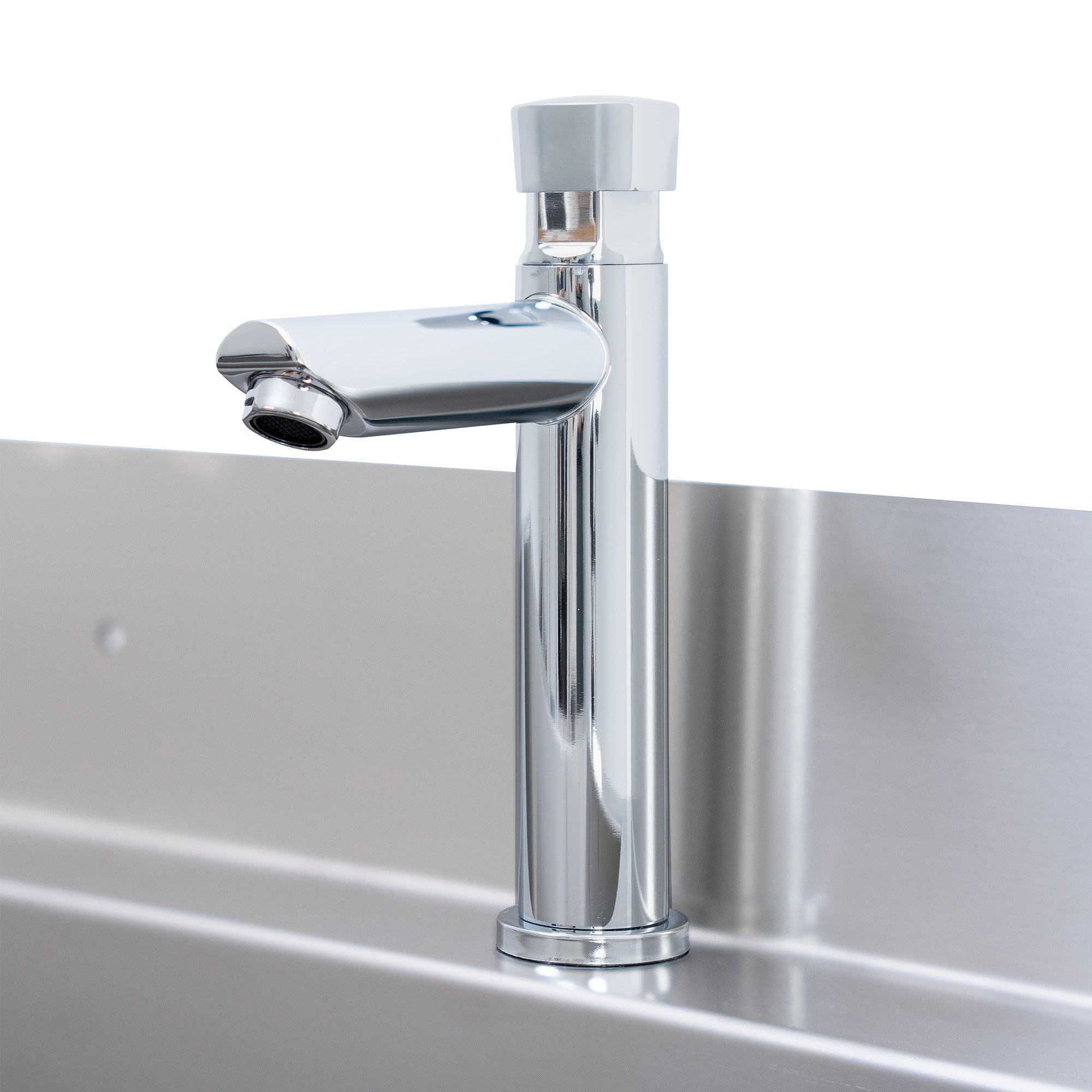 Lavabo a Canale da Parete in Acciaio Inox 120 cm (1200 mm) Professionale con Miscelatore, Rubinetti Push, Paraschizzi, Scarico Inclinato e 2 Dispenser Sapone da 500 ml