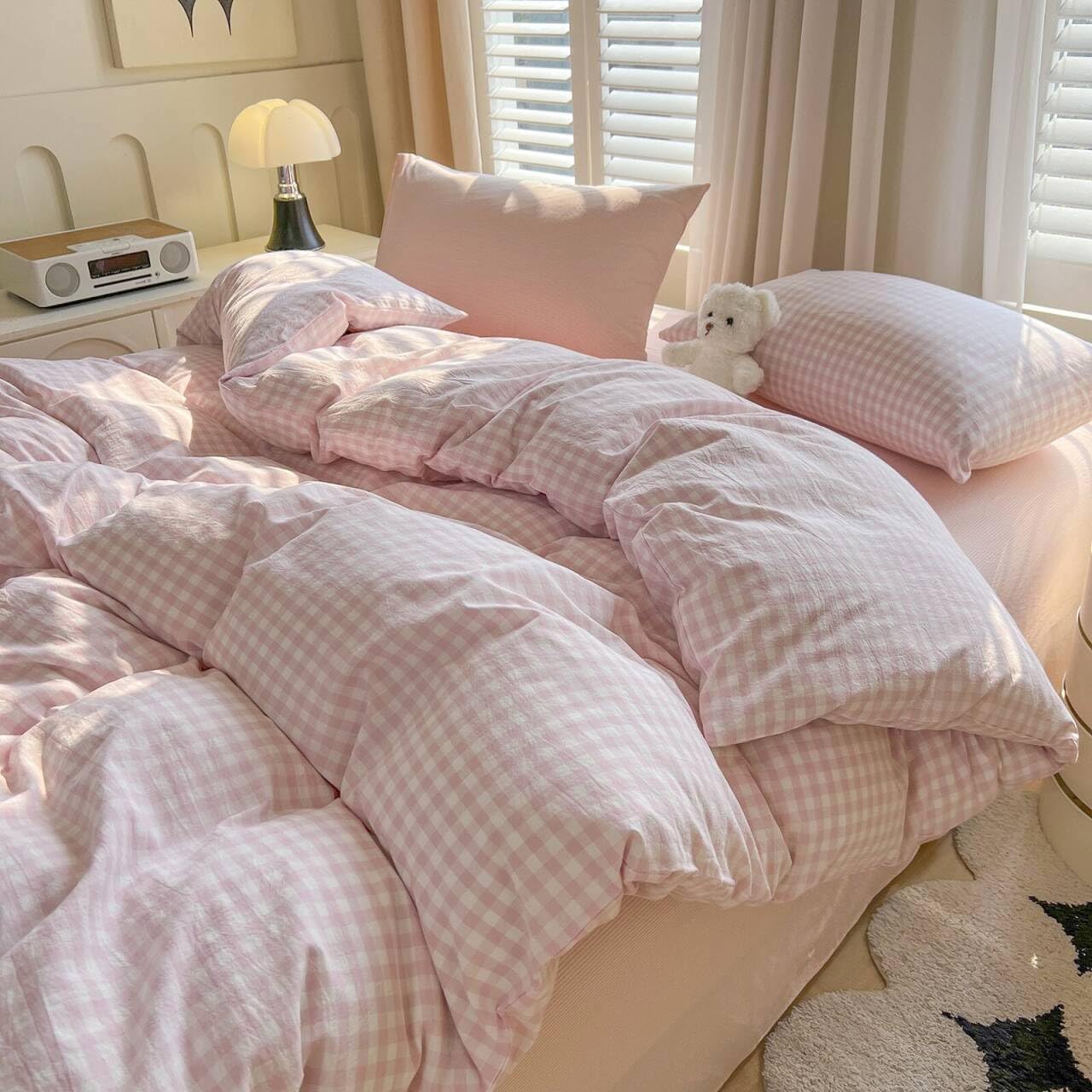 LifeTB Pink Gingham Duvet Cover