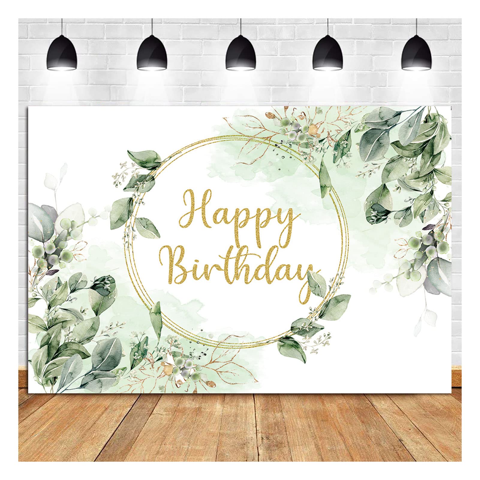 Greenery Succulent and Eucalyptus Leaves Photography Backdrop Bloom Eucalyptus Leaves Photo Background for Happy Birthday Party Decoration Supplies