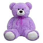 HollyHOME Big Teddy Bear Stuffed Animal Large Teddy Bear Cuddly Plush Toy for Girlfriend Kids 36 inches Purple