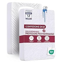 Utopia Bedding Coprimaterasso Matrimoniale Impermeabile 180 x 200 x 40 cm (Confezione da 2), Certificato OEKO-TEX, Proteggi Materasso, Traspirante, Lavabile, Stile Montato Tutto Intorno Elastico