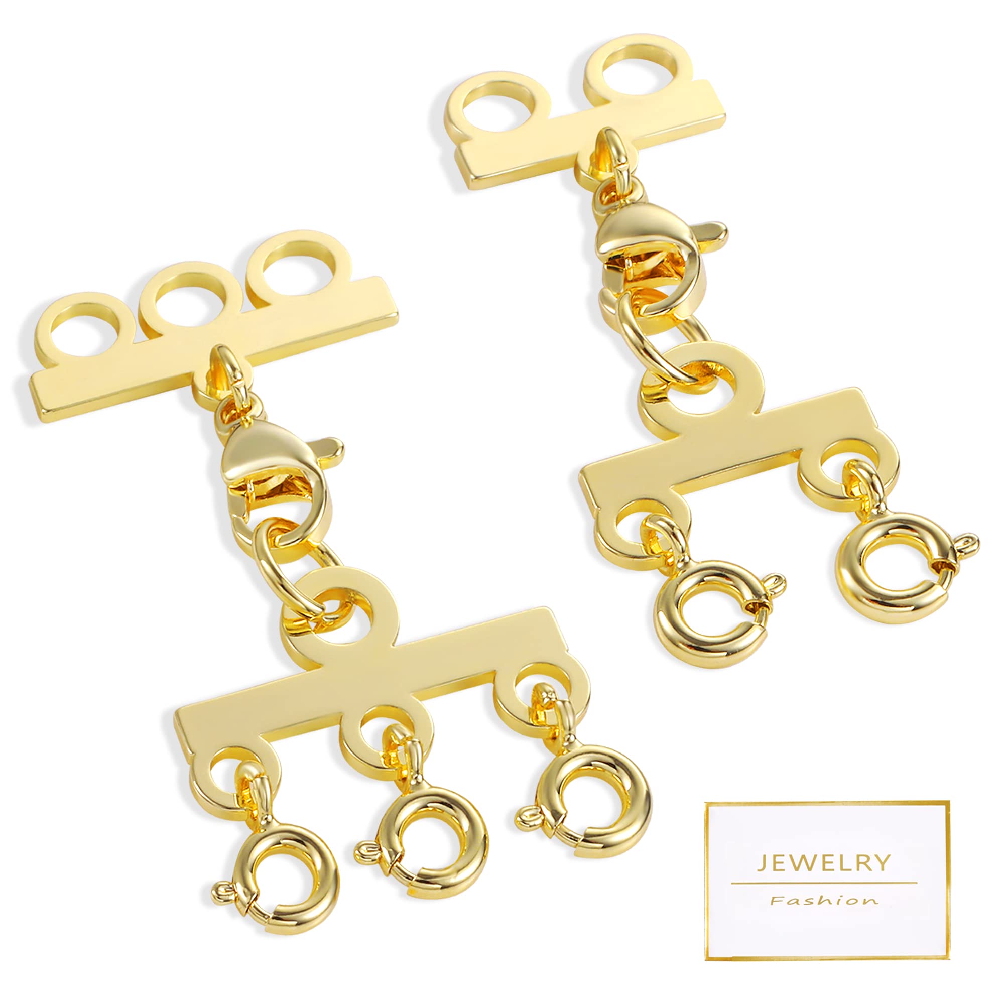Necklace Layering Clasps 14K Gold Necklace Separator for Layering Connectors for Multiple Necklaces(2 PCS)