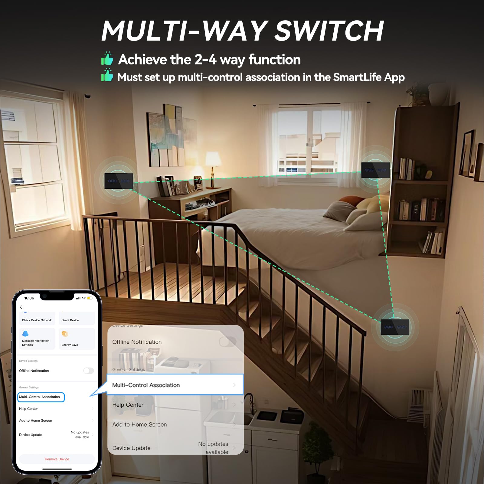 BSEED Interruttore WIFI Tattile e Interruttore Dimmer WIFI Alexa 3 Gang 1 Via, Interruttore Smart Compatibile con Google Home, Interruttore a Parete Nero(Richiesto la Linea Neutra)