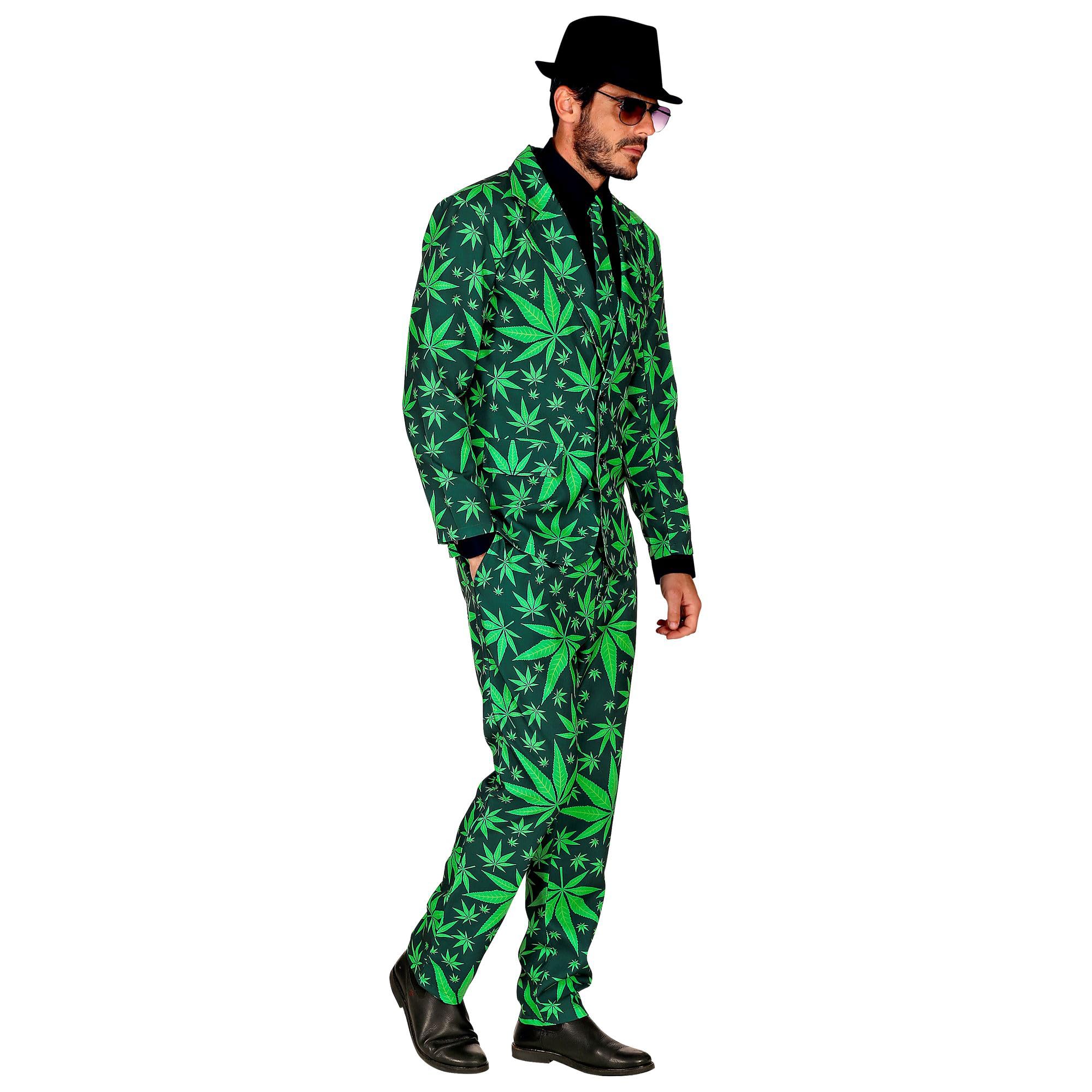 W WIDMANN MILANO Party Fashion - kostium w stylu ganja, garnitur liście konopi, marihuana, strój festiwalowy, kostiumy fantazyjne