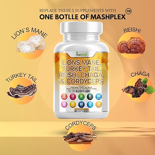 Miniatura 2 de Lions Mane 3000 mg 20 en 1 Suplemento de hongo con cola de pavo 2000 mg Reishi 1000 mg Cordyceps Chaga 1000 mg Maitake Meshima Poria Cocos Shiitake