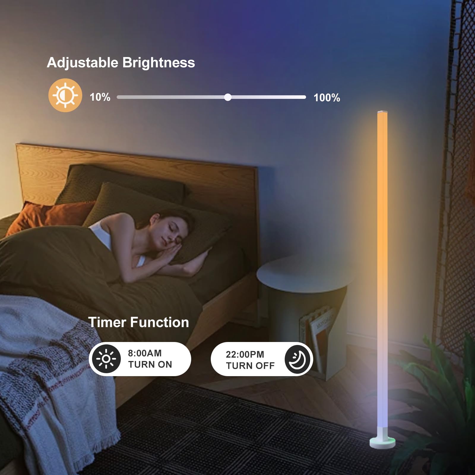 ANTELA Lampade da Terra LED 9W RGB Multi-coulor Dimmerabile | Telecomando, Timer, per Soggiorno Camera da Letto, Sala Giochi, Cinema di Casa