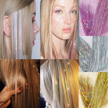 Amazon.com: Kit de mechones de pelo con herramienta de 48 pulgadas, 3  colores, 1500 mechones, extensiones de cabello de oropel brillantes  plateadas/doradas/rosas, resistentes al calor, oropel de seda holográfico  (1500 mechas) :