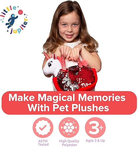 Vista 56 de Juego Little Jupiter unicornio de felpa, elefante rosado de felpa, Azul claro