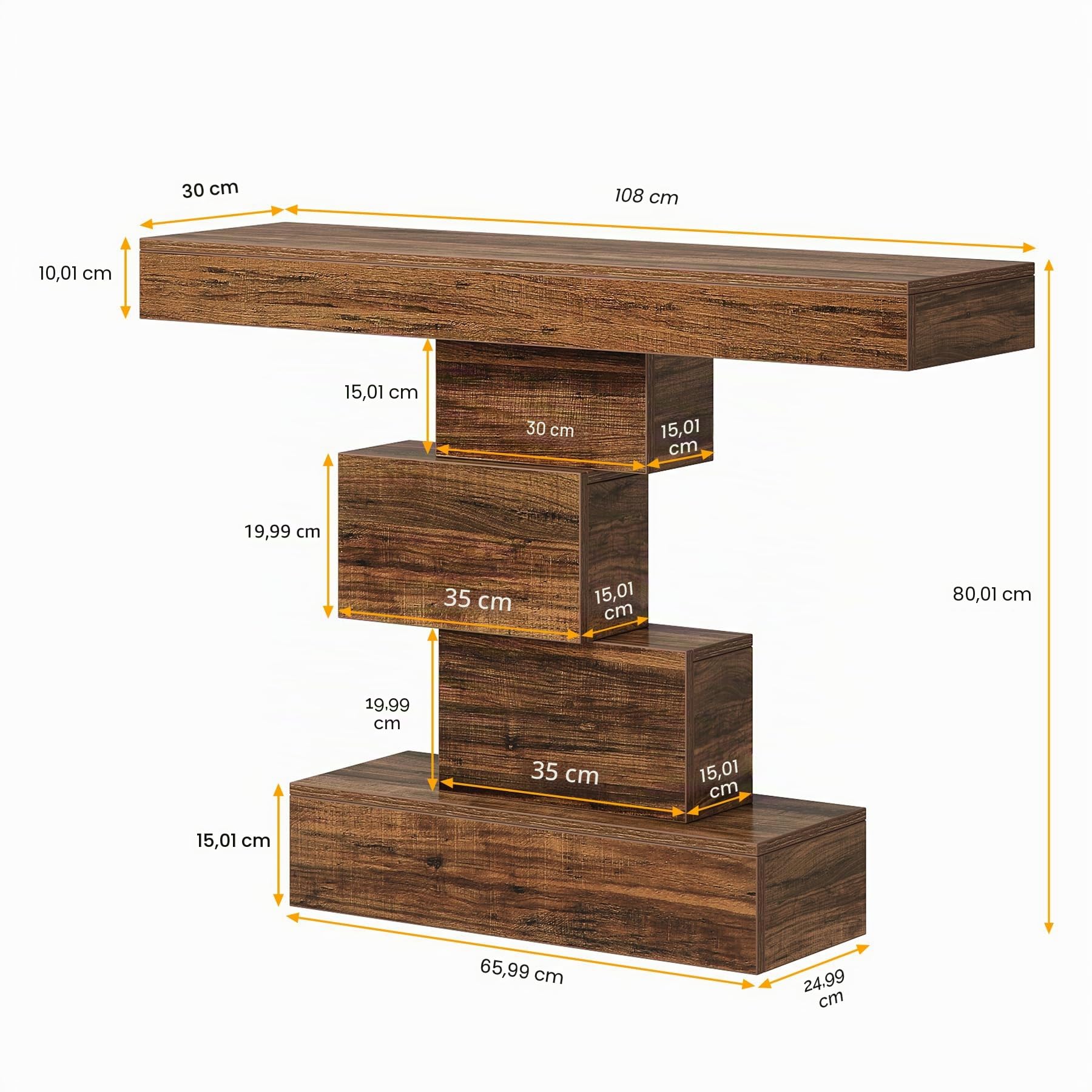 Tribesigns consolle ingresso moderno in Legno, 108x30x80cm, con base dal design accattivante, tavolino stretto in legno, tavolino da divano per soggiorno, corridoio, camera da letto,marrone rustico