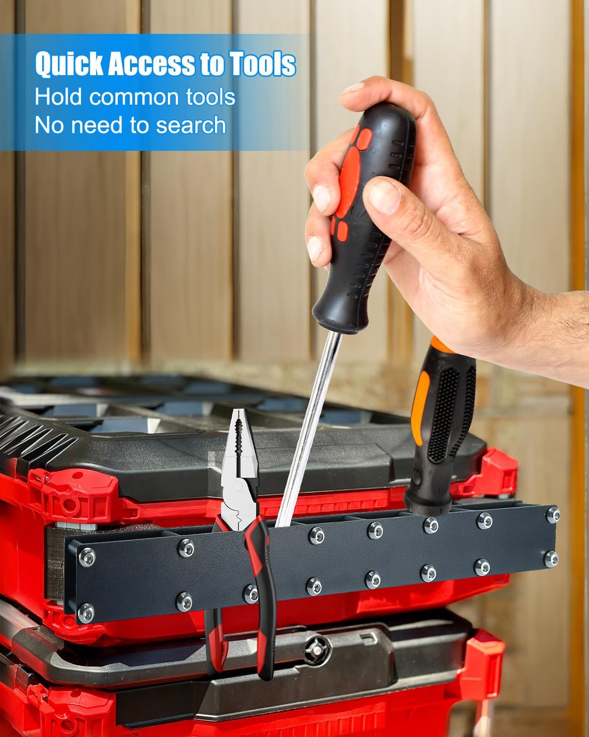 Power Drill Holder Compatible with Milwaukee Packout Toolbox, Tape Measure Tool Holder, Hanging Screwdriver Side Wrench Storage Rack for Packout Tool Box Organizer