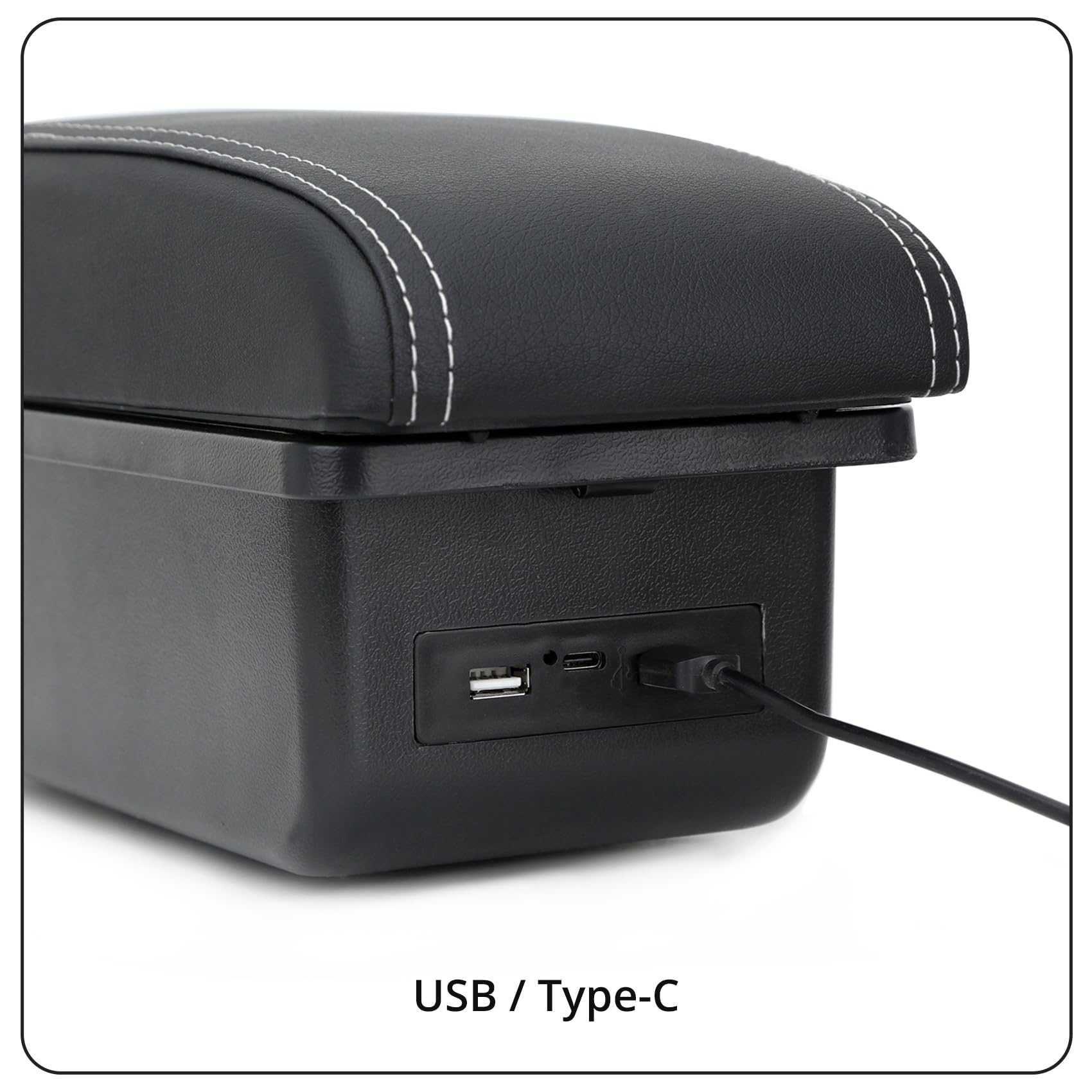 YJYWZH Bracciolo Centrale per Fiat Punto (2012–2018) con Porta USB-C Doppio Vano Portaoggetti, Coperchio Scorrevole, Design Integrato
