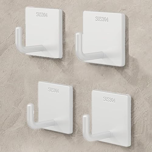 Ganchos adhesivos para toallas de pared, paquete de 4, resistentes al agua, para baño, cocina o uso doméstico, ganchos autoadhesivos de acero