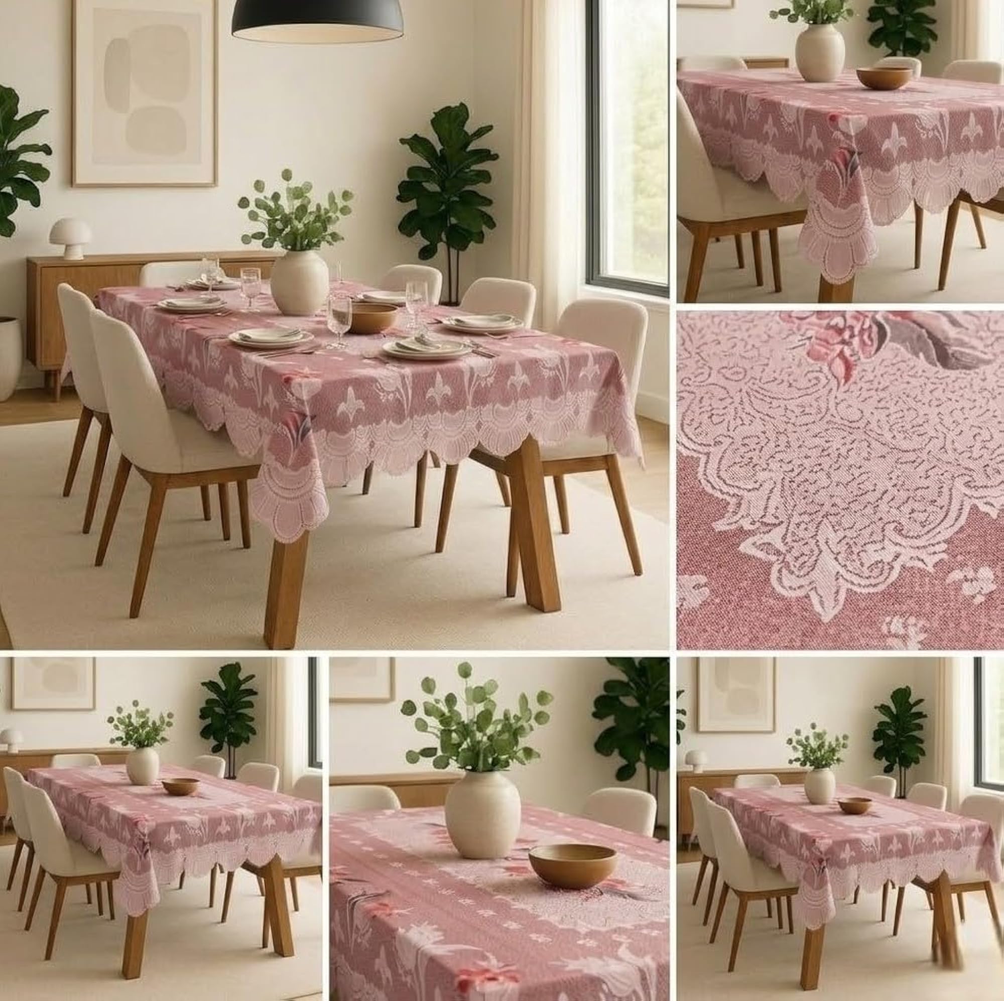 Cotton Net Dining Table Cover for 6-8 Seater