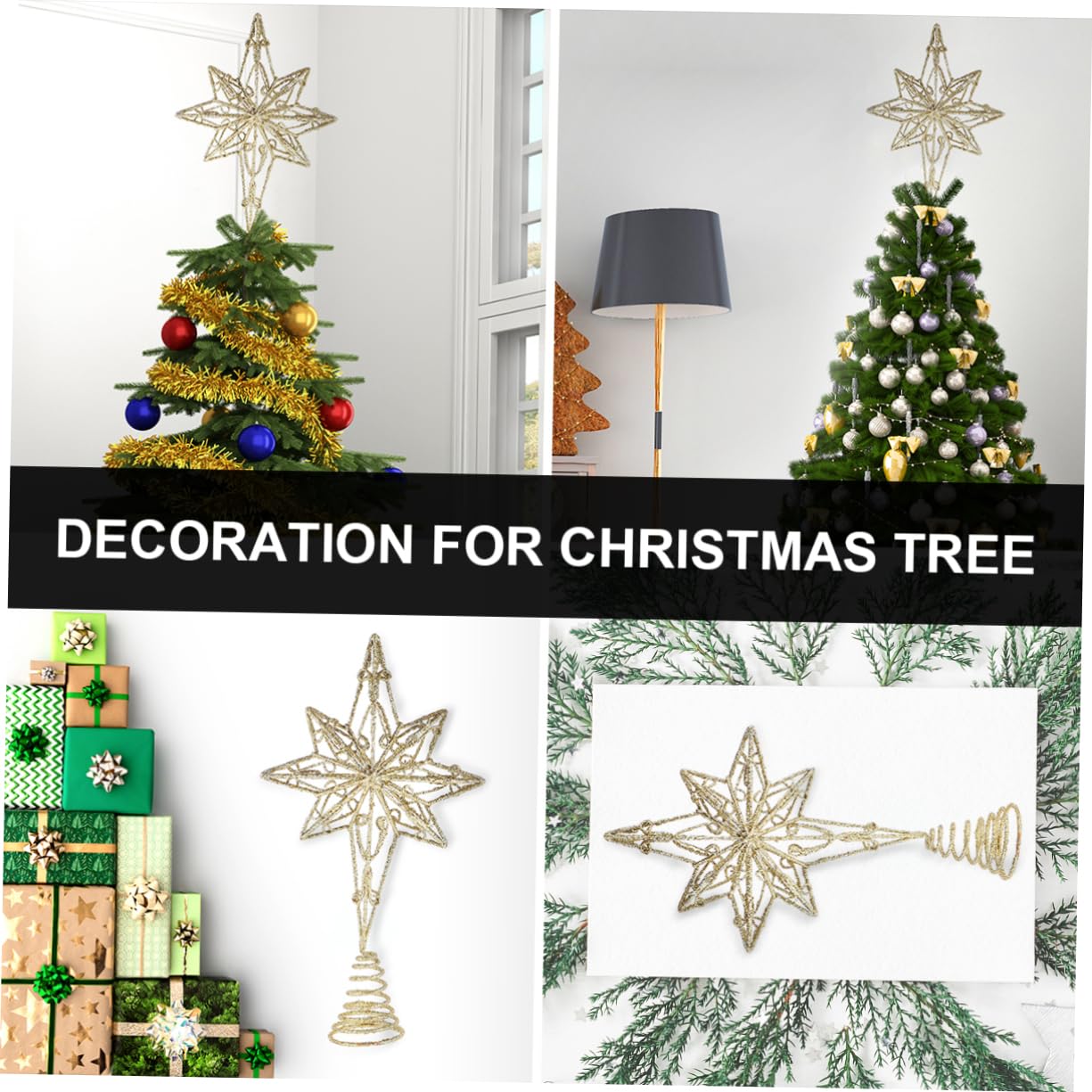 IMIKEYA Lot De 3 Étoiles De Sapin De Noël Anis pour Décoration De Table Facile À Utiliser 16 X 30 Cm sans Lumières