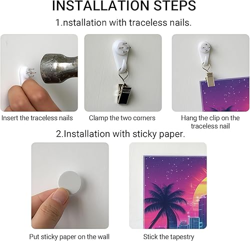 Miniatura 7 de Zpryzmia Blacklight Retro Synthwave Tapestry, UV Reactive Neon Punk City Tapestries Wall Hanging Black Lights Posters Starry Sky Sun Palm Trees