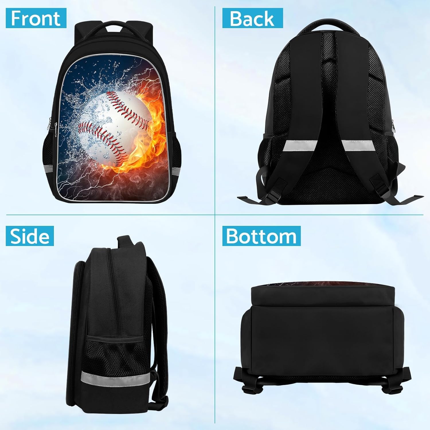 School Backpack for Boys - Baseball Boys Backpack for Kids Children Teens Elementary Middle School - Students Bag for Ages 6-18,17″Bookbag Multifunctional Large Capacity - Image 4