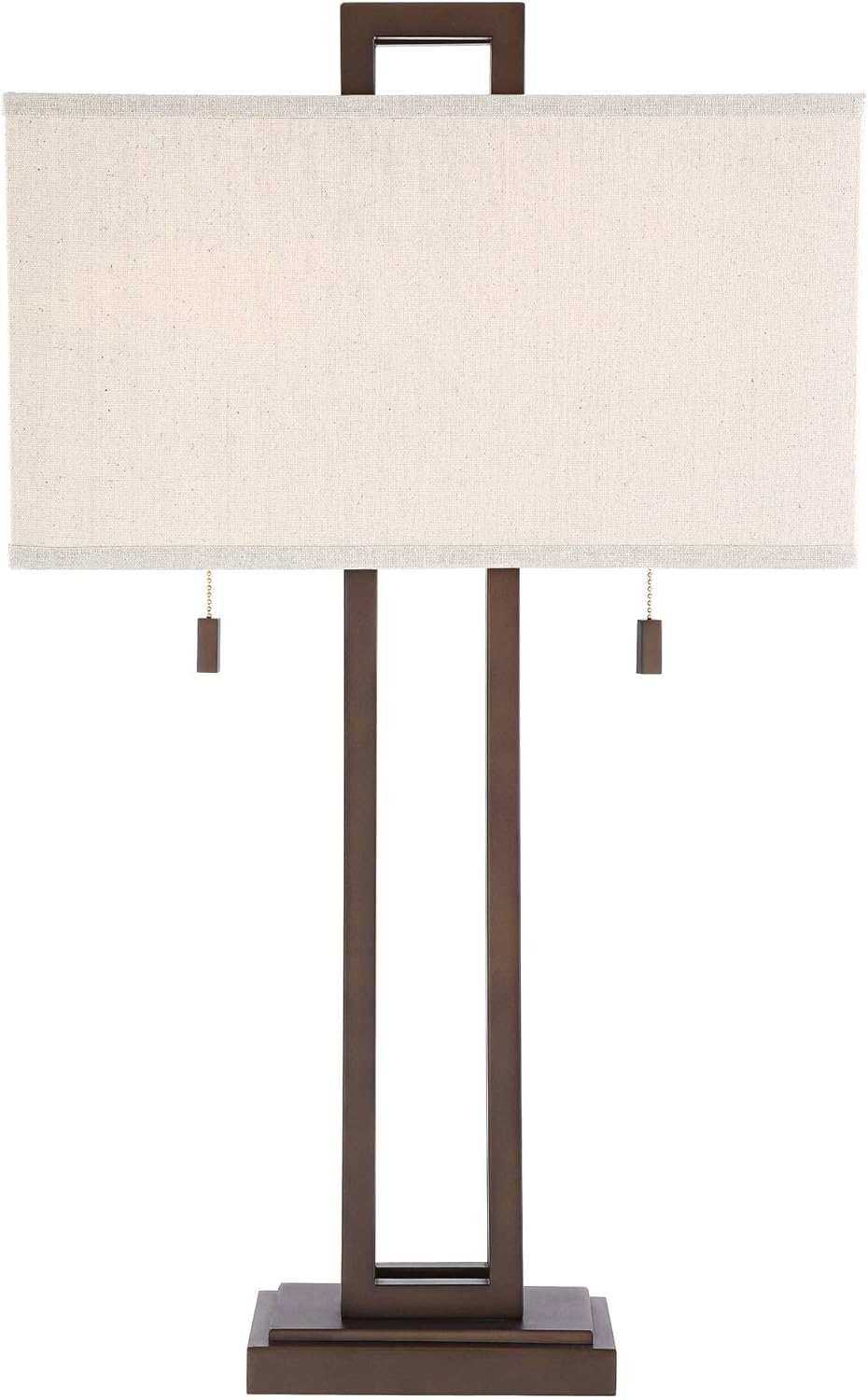 Possini Euro Design Gossard Modern Industrial 3-Way Table Lamp 30" Tall with Dimmer and USB Charging Port Bronze Brown Rectangular Shade for Bedroom Living Room Nightstand Bedside Night Stand Office