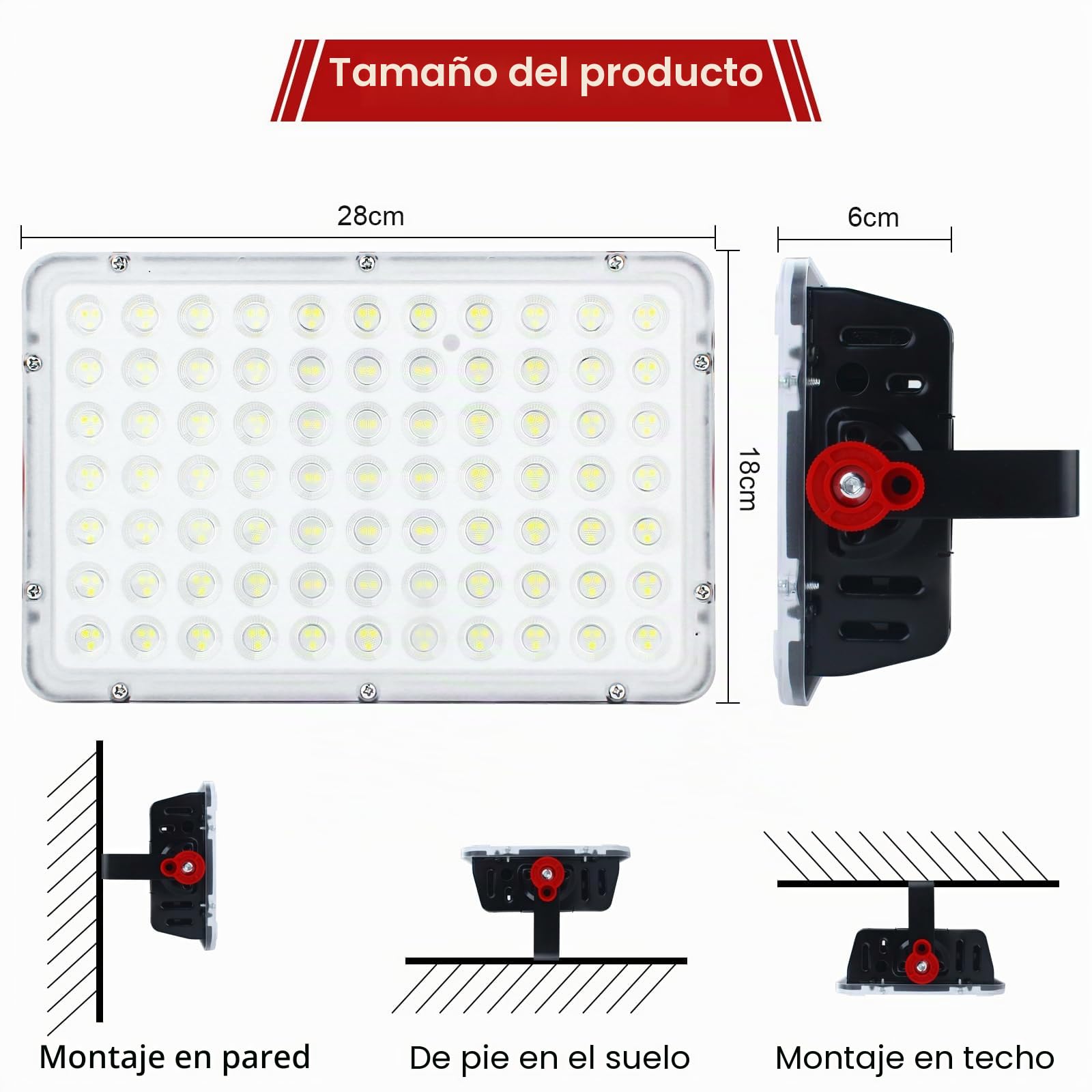 CREATESTAR Focos LED Exterior 200W 2 Piezas, IP66 Impermeable Proyector LED Exterior, foco exterior de 20000LM Floodlight, foco blanco frío de 6500K, luz de inundación para almacén, jardín, patio