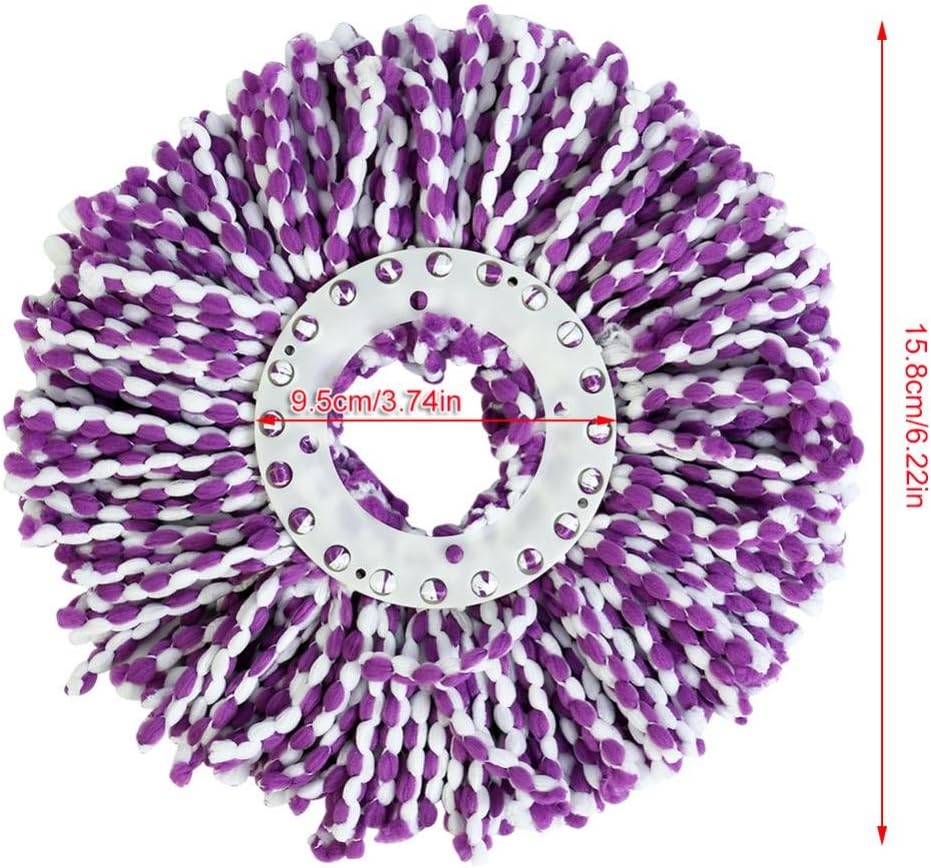 Huhushop Spin Mop Head Refills Microfiber Round Spin Mop Head Replacement for Universal Spin Mop System Perfect for Home Commercial Use (Purple+White)