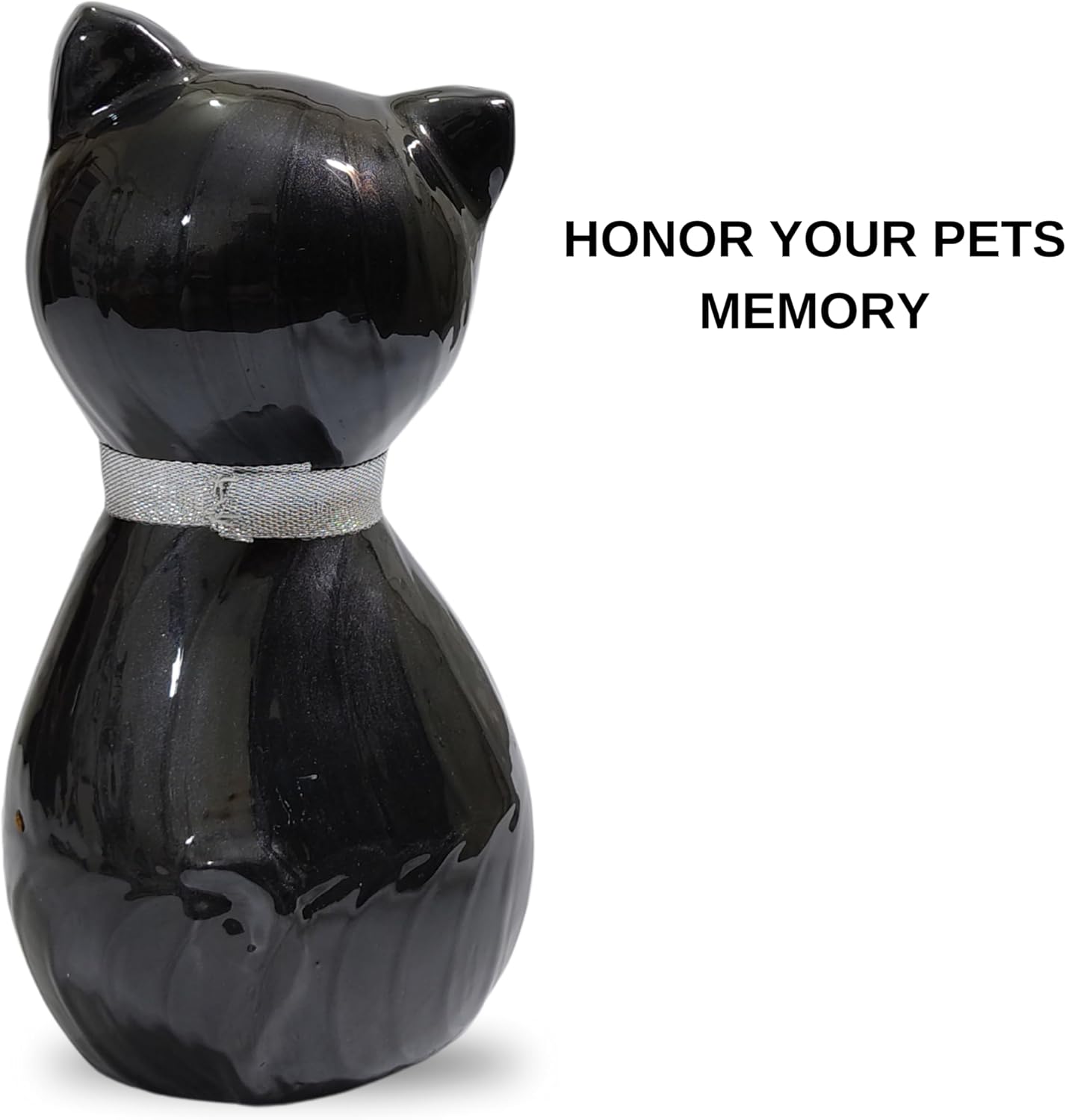Cat Memorial Urn, Beautiful Container for Ashes - Cremation Keepsake for Remembering Pets - Decorative cat urn-Black,Purple Finish urn 42 Cubic Inch Capacity-URN for cat Ashes (Black)