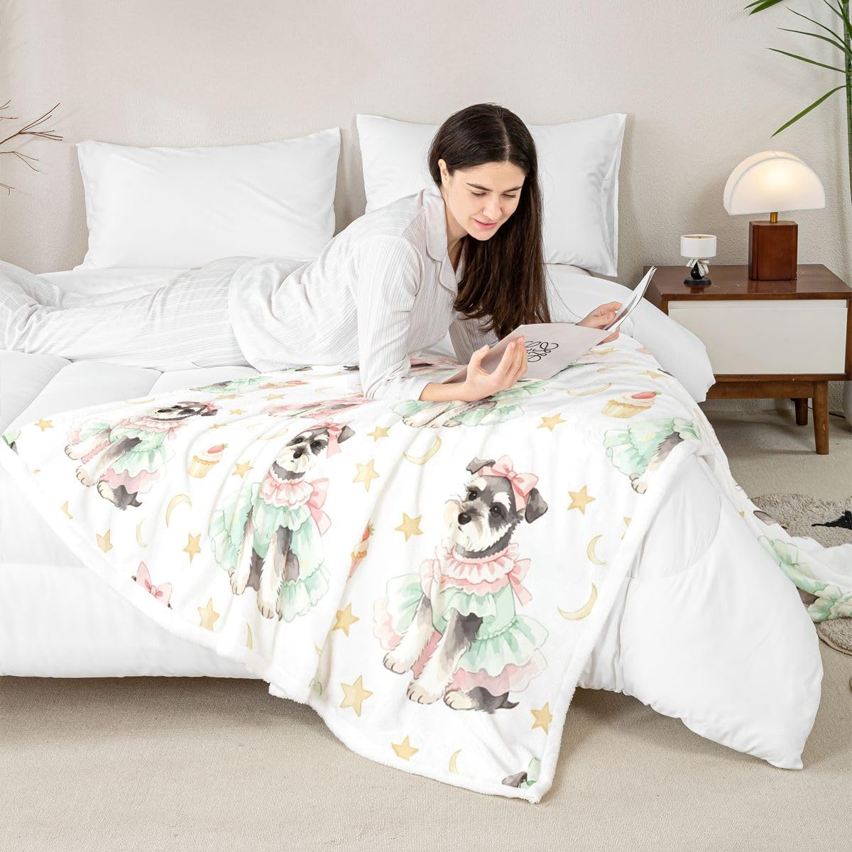 Manfei Cute Dog Frilly Dress Bed Blankets Kids Room Decor 30x40 inches image 4